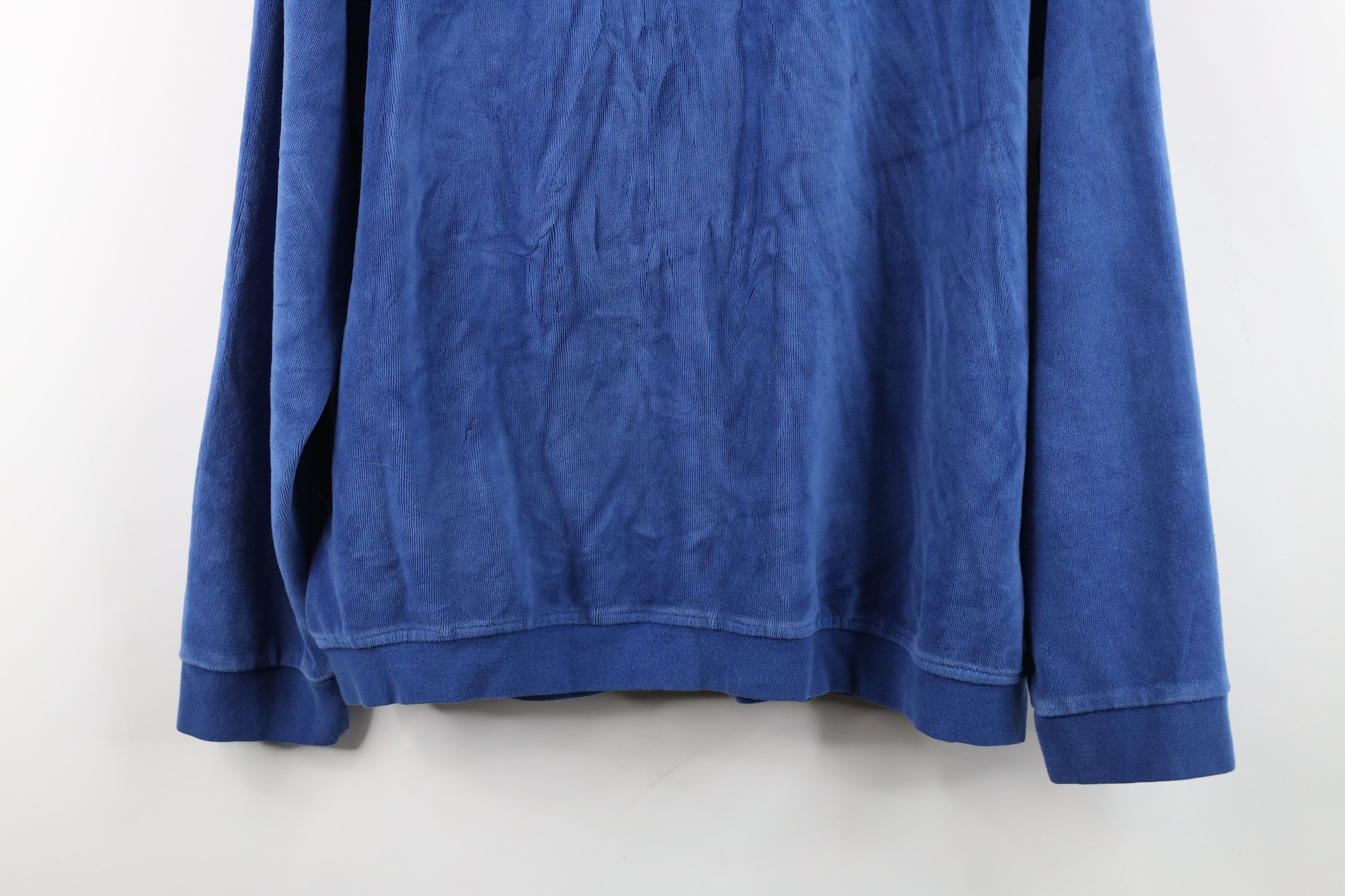 Vintage Vintage 90s Streetwear Velour Collared Pullover Sweater Blue Size US M / EU 48-50 / 2 - 14 Thumbnail