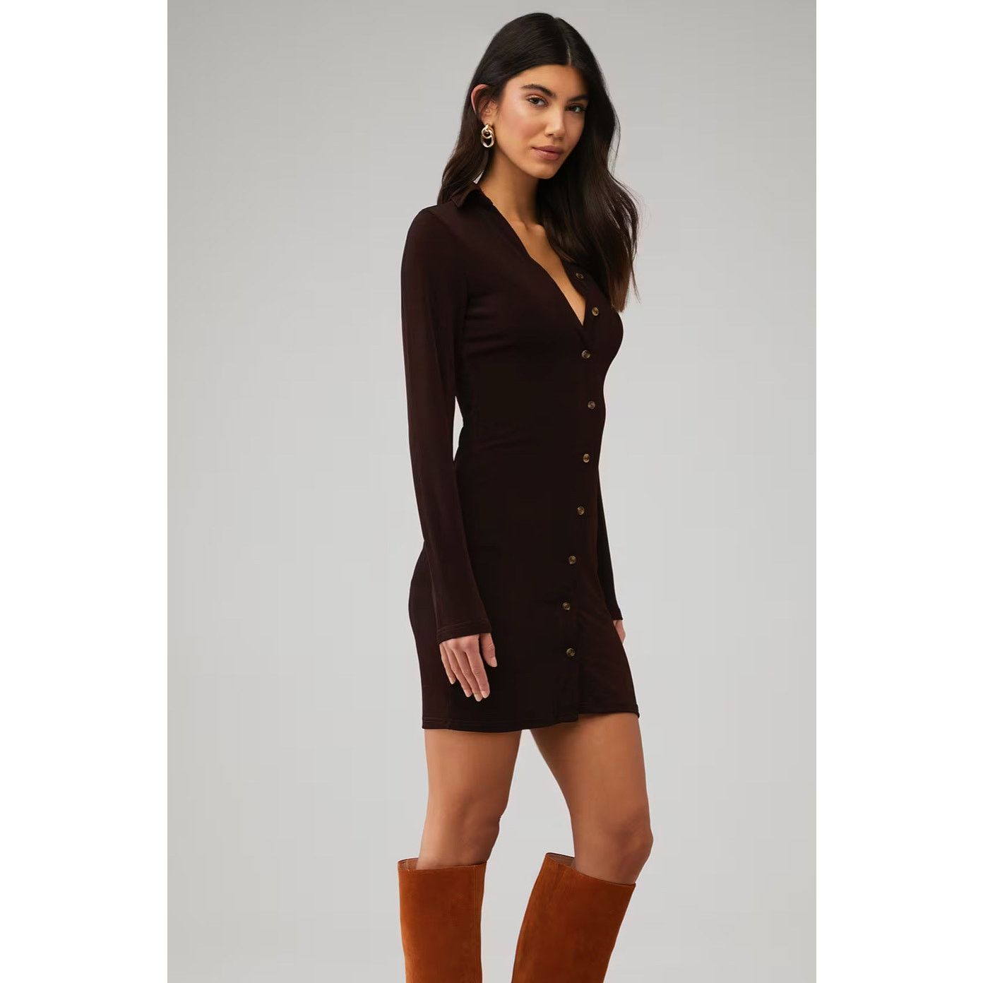 $60 New peppermayo Ring My Bell Mini Dress - Brown - size 4