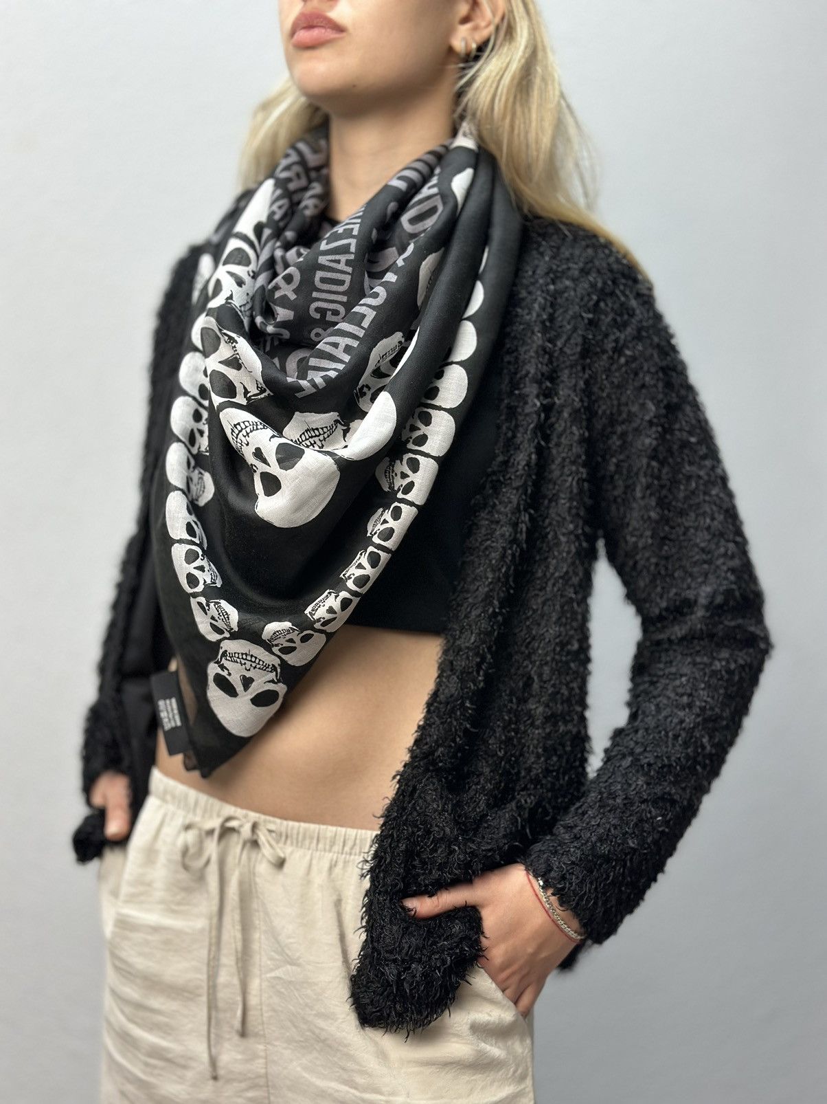 Avantgarde ZADIG and VOLTAIRE Skull Scarf Shawl Red and Navy