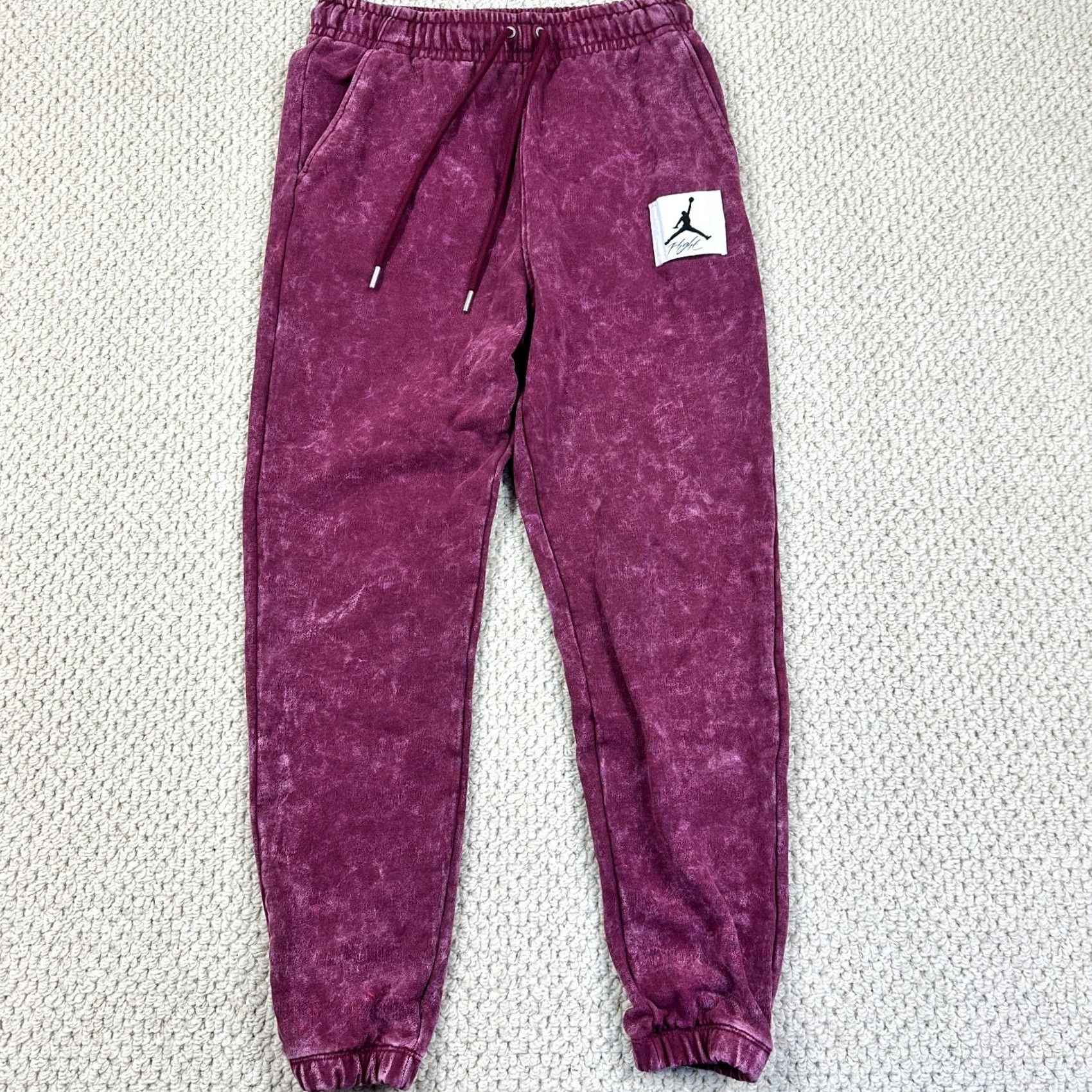 Nike Nike Jordan Essentials Tracksuit Mens S Burgundy Washed Fleece Sweatsuit Set Size US 29 - 3 Thumbnail