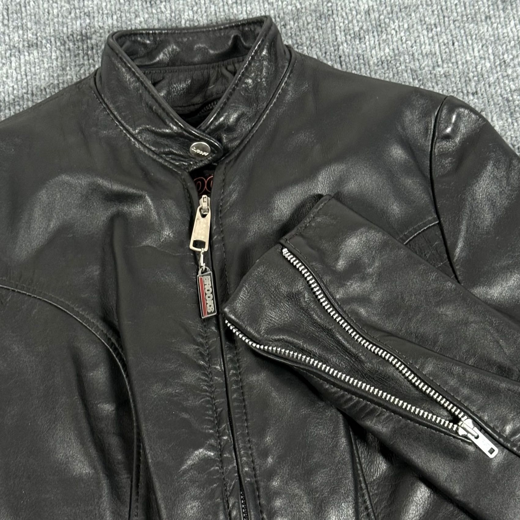 Brooks VINTAGE Brooks Leather Jacket Women 30 Black Moto Biker USA Faux Fur Lined 90s Size 4XL / US 24-26 - 5 Thumbnail