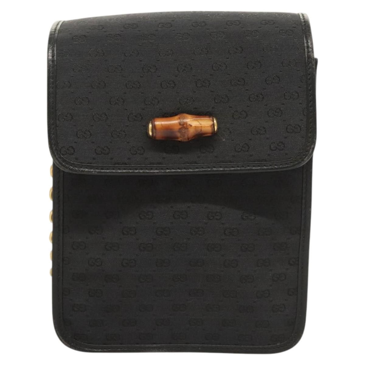 Gucci GUCCI Micro GG Canvas Bamboo Shoulder Bag Pvc Black Gold Size ONE SIZE - 2 Thumbnail