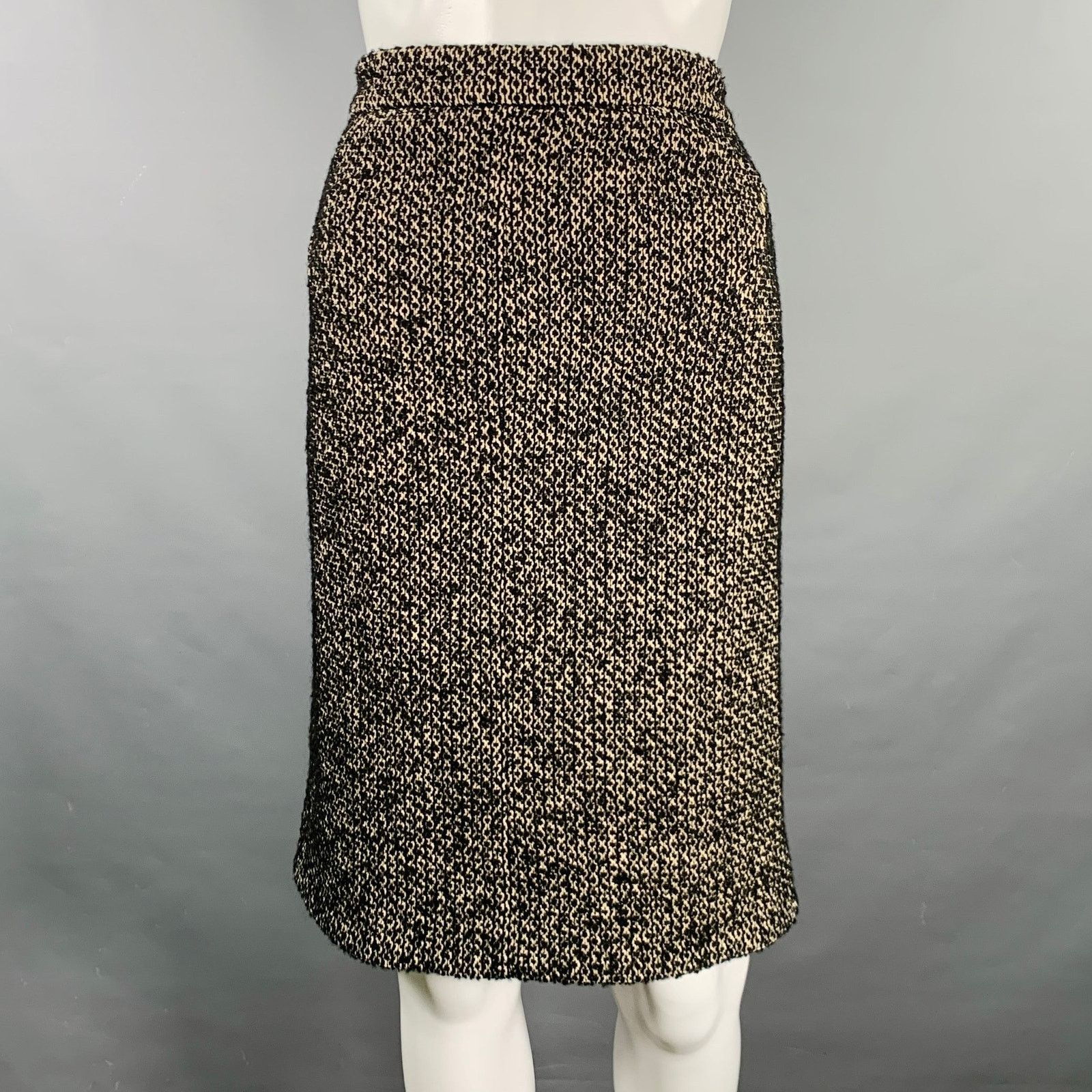 Zac Posen 6 Black White Cotton Blend Tweed Short Sleeve Skirt Suit Size 28" / US 6 / IT 42 - 5 Thumbnail