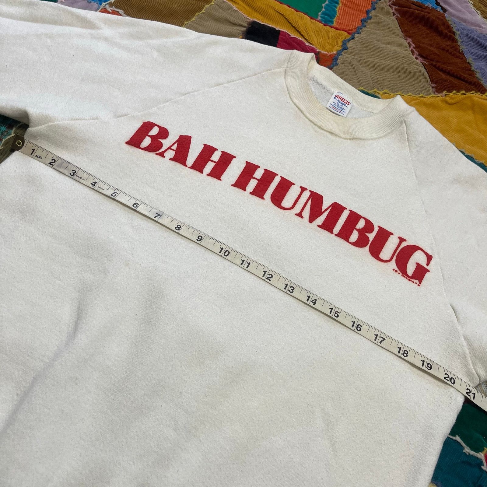 Jerzees Vintage Jerzees by Russel ‘Bah Humbug’ White Crewneck XL Size US XL / EU 56 / 4 - 7 Thumbnail