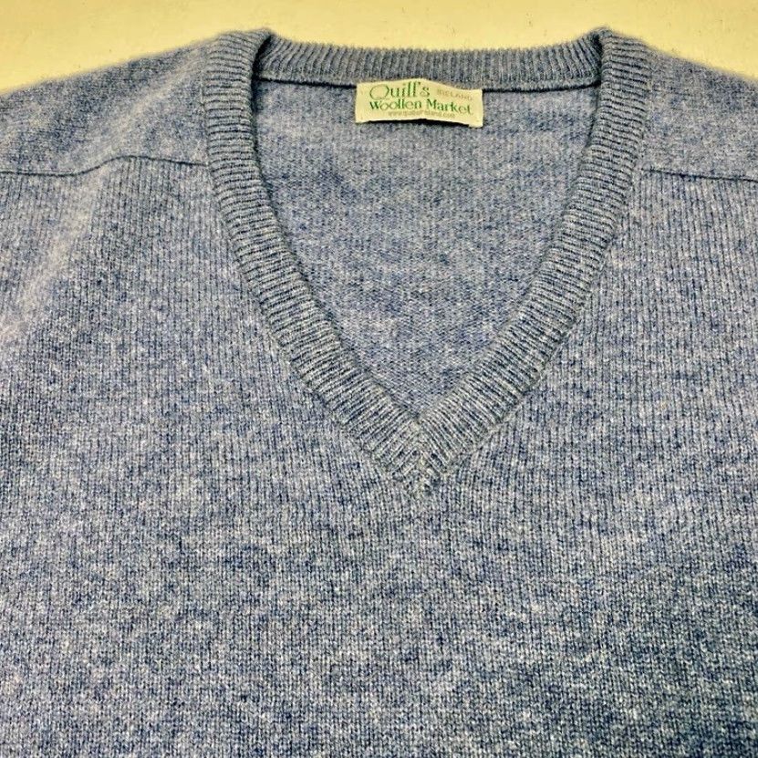Market Quill's Woollen Market Womens 2XL Blue 100% Purew New Wool V-Neck Sweater Size XXL / US 16-18 / IT 52-54 - 5 Thumbnail