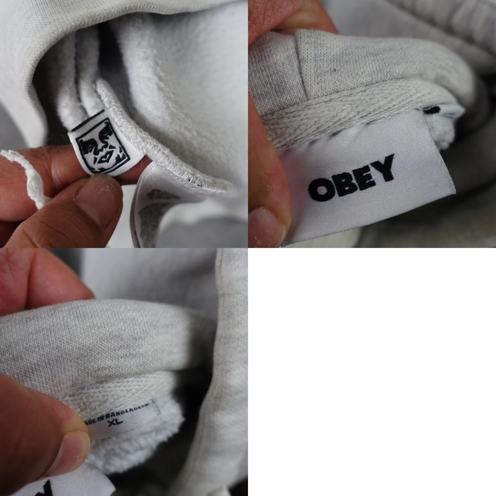 Obey VINTAGE OBEY Hoodie Mens XL Gray Records Pullover Embroidered Music Spider Web Crew Neck Long Sleeve Graphic Print Hooded Pockets Size US XL / EU 56 / 4 - 11 Thumbnail
