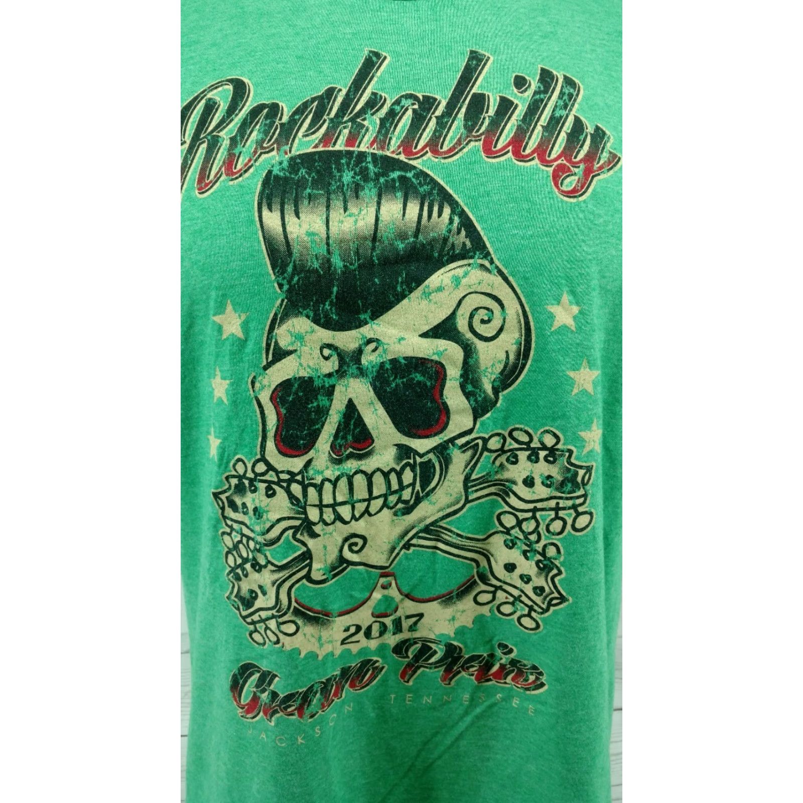Anvil Rockabilly Jackson TN Grand Prix 2017 Green Shirt Size Large Shirt Men Cotton Blend Crew Neck Short Sleeve Solid Anvil Regular Vintage No Size US L / EU 52-54 / 3 - 2 Thumbnail