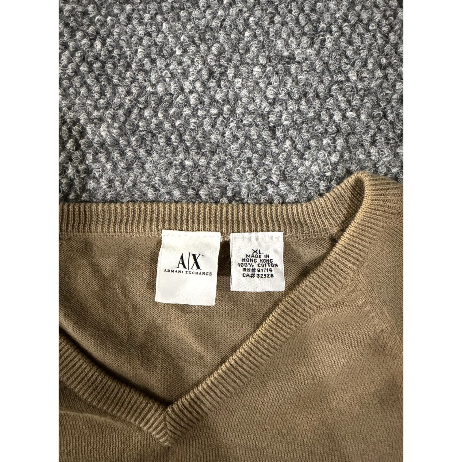 Armani Exchange Armani Exchange Sweater Mens XL Brown V-Neck Short Sleeve Cotton Knit A|X Logo Size US XL / EU 56 / 4 - 3 Thumbnail