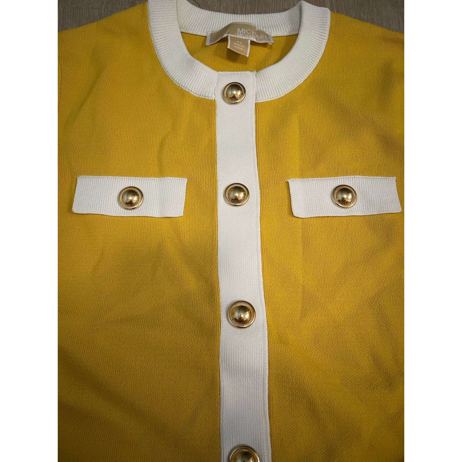 Michael Kors 🧥 Michael Kors Daisy Yellow Button-Up Sweater – Size XS Size XS / US 0-2 / IT 36-38 - 5 Thumbnail