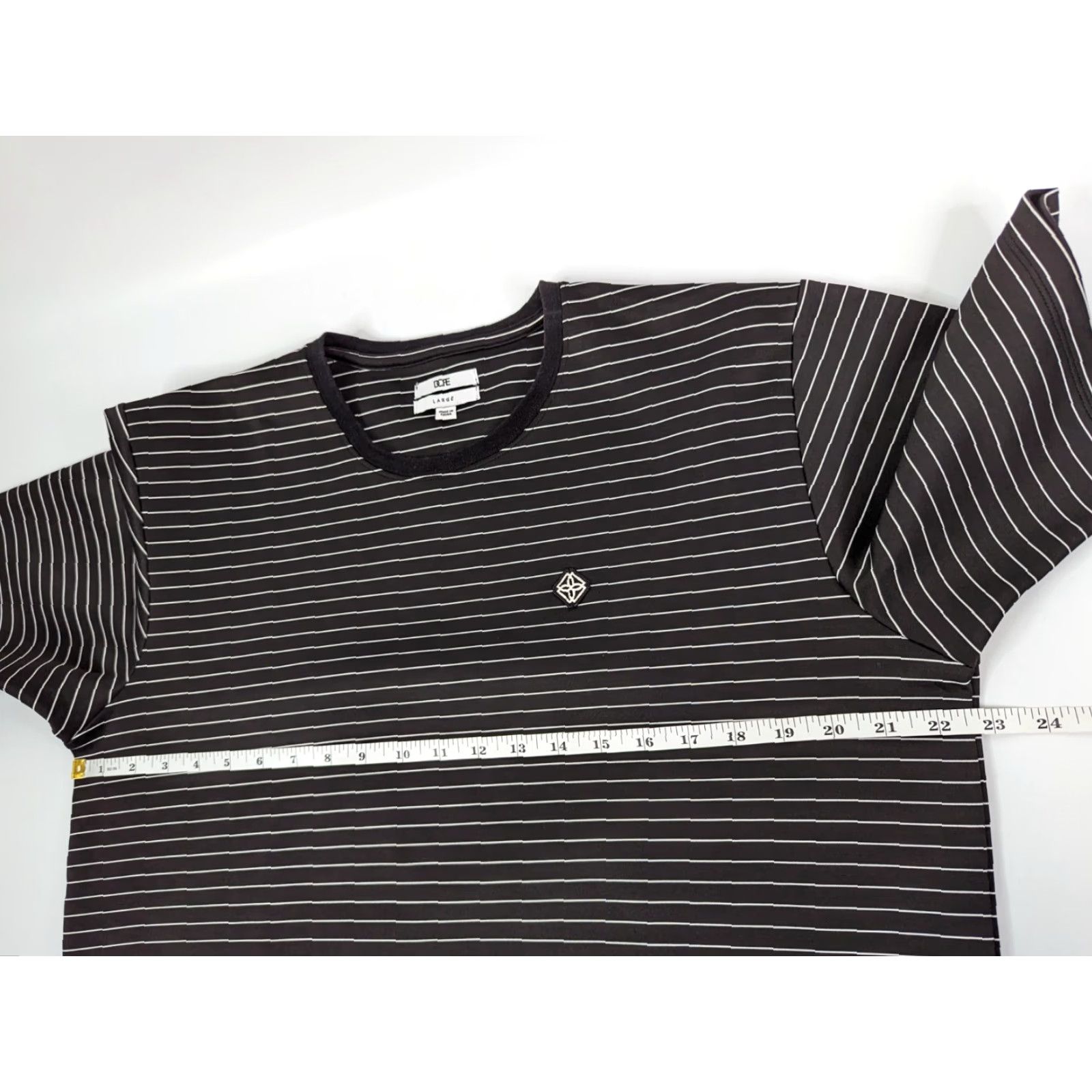 Vintage Dope Brand Black White Striped Logo Crew Neck Short Sleeve T-Shirt Large Mens Shirt Regular Fit Size US L / EU 52-54 / 3 - 6 Thumbnail