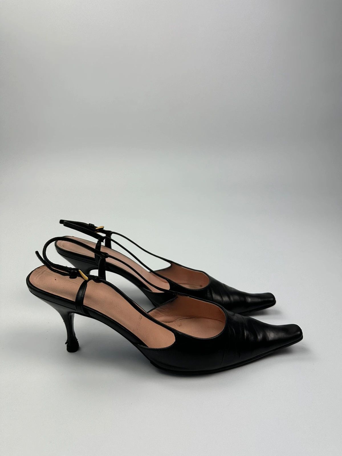 Prada Prada Milano Black Leather SlingBack Mules Pumps Heels Size US 6 / IT 36 - 5 Thumbnail