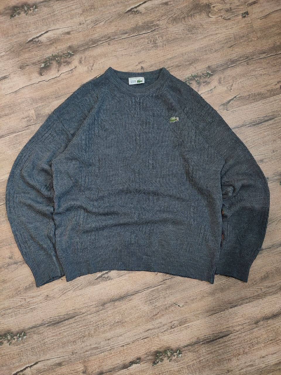Lacoste Men's Knitted Gray Sweater Lacoste Vintage 90s Size US L / EU 52-54 / 3 - 2 Thumbnail