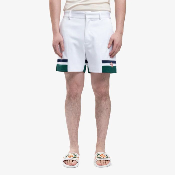 Casablanca o1mle0326 Sports Tailoring Shorts in White/Evergreen Size US 32 / EU 48 - 1 Thumbnail