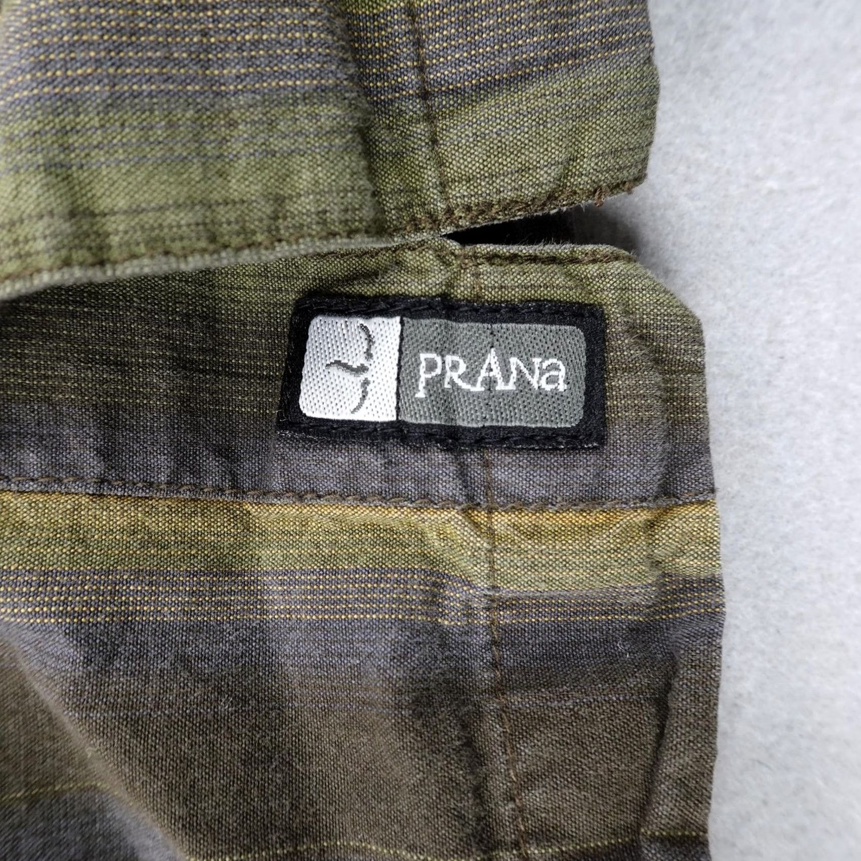 Prana VINTAGE? No -> PrAna Shirt Mens XL Green Yellow Stripes Pearl Snap Hiking Trail Short Sleeve Size US XL / EU 56 / 4 - 4 Thumbnail