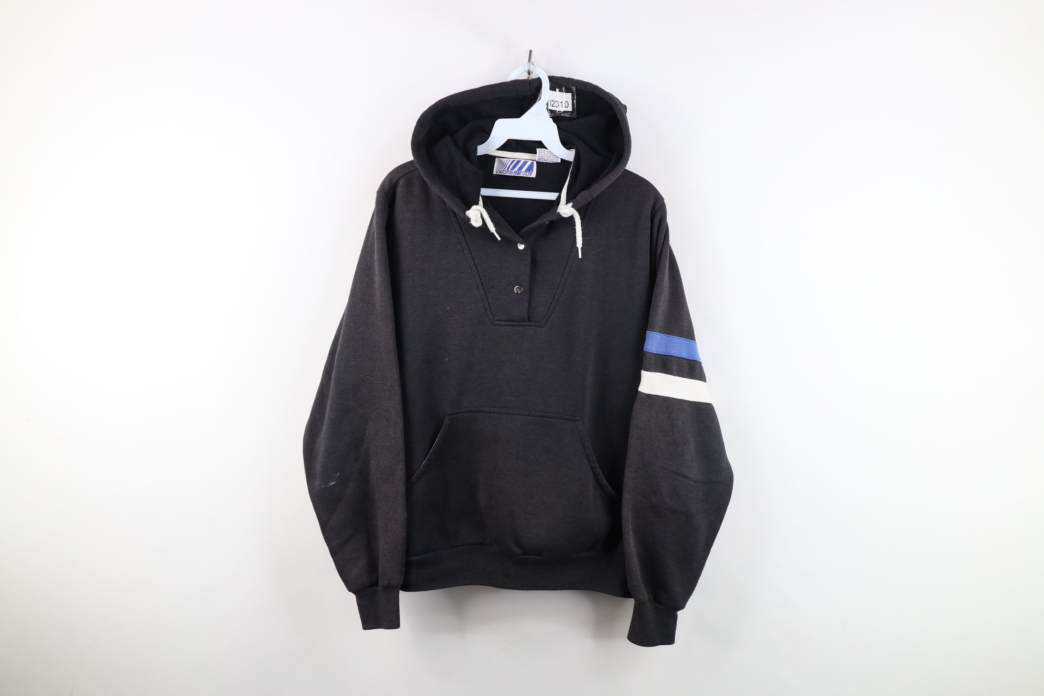 Vintage Vintage 80s 90s Streetwear Striped Hoodie Sweatshirt Black Size US S / EU 44-46 / 1 - 1 Thumbnail