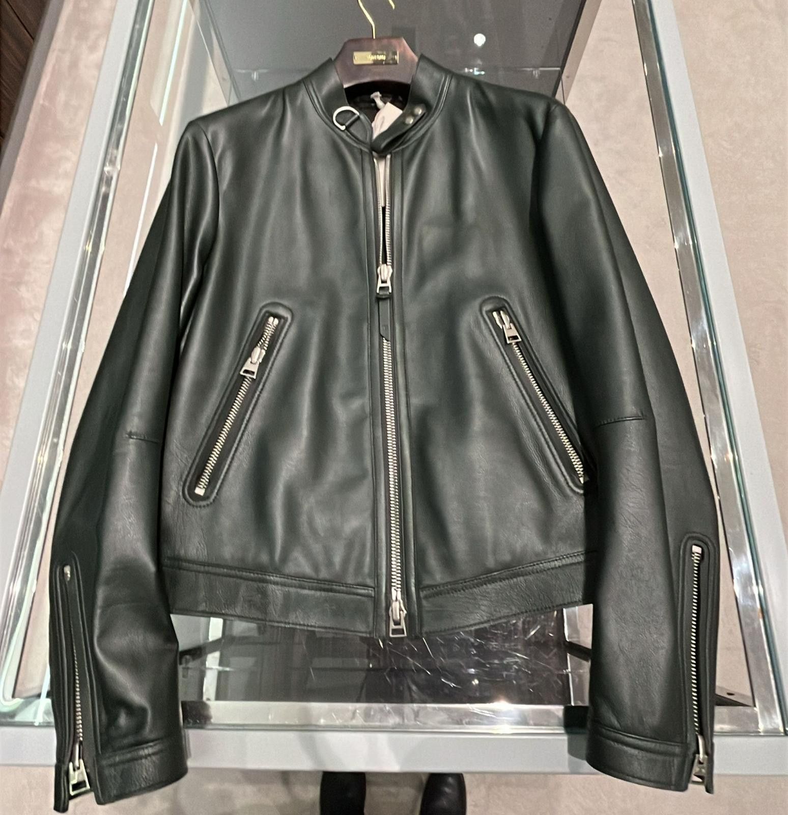 Tom Ford o1loc1c1224 TFL922 Leather Jacket in Dark Green Size US M / EU 48-50 / 2 - 1 Thumbnail