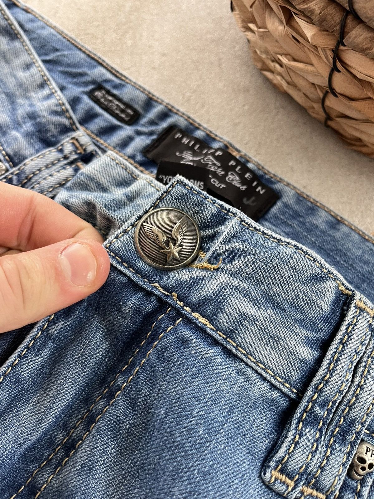 Philipp Plein New Philipp Plein Jeans Light Blue denim Distressed Wide Y2K Size US 36 / EU 52 - 15 Thumbnail