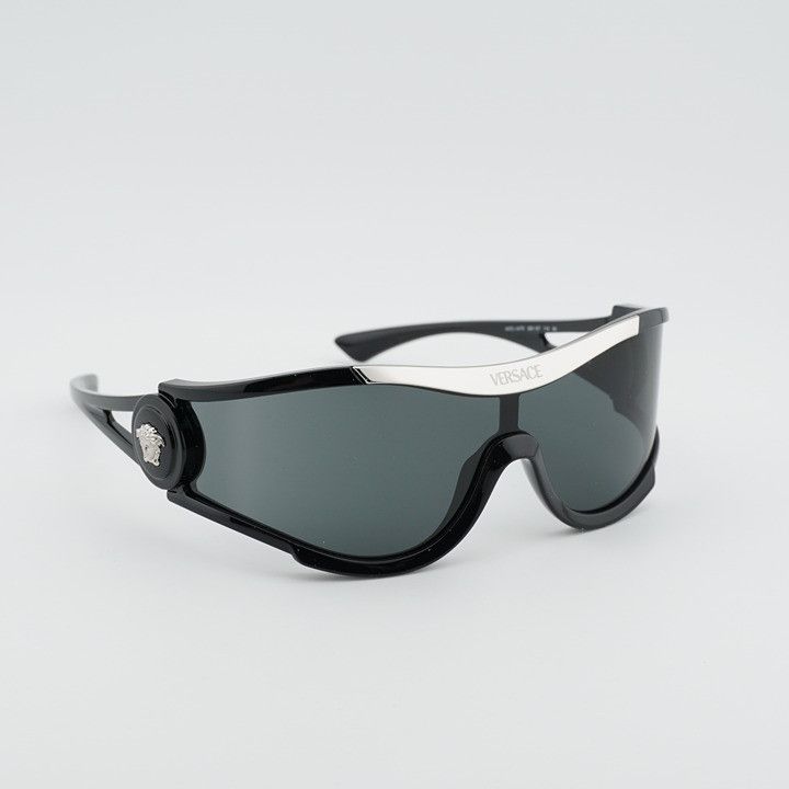 Versace Versace VE4475 GB1/87 Sunglasses Black Shield Frame Size ONE SIZE - 5 Thumbnail