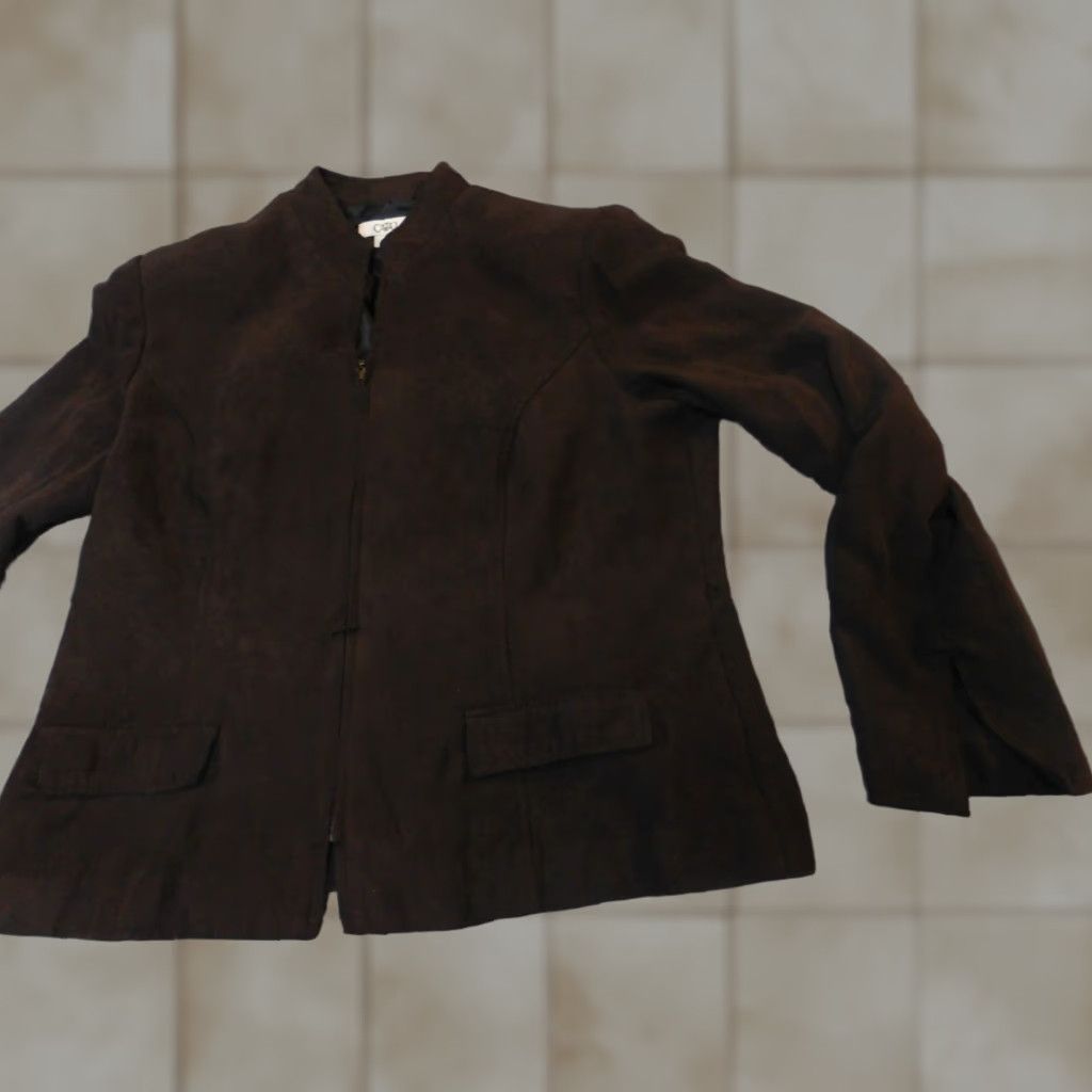 Vintage Cato Womens Jacket 12 Brown Full Zip Knit Pattern Solid Casual Winter Basic Jacket Mens? Women? Size XL / US 12-14 / IT 48-50 - 1 Thumbnail