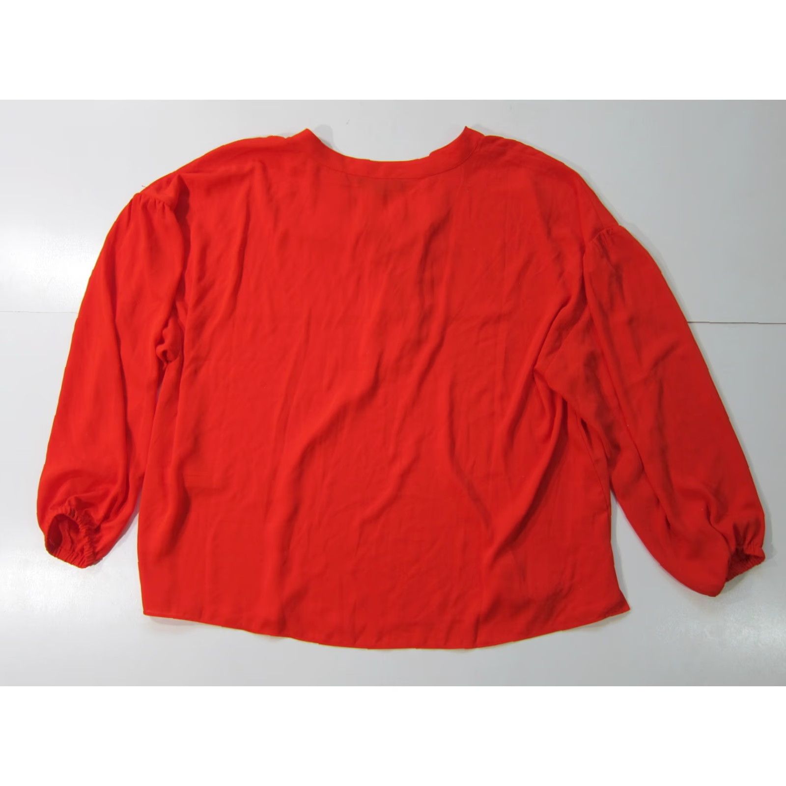 Vintage NWT Eloquii Red V-Neck Lace Up Long Sleeve Pullover Blouse Top Women Size 20 Size 3XL / US 20-22 - 2 Thumbnail