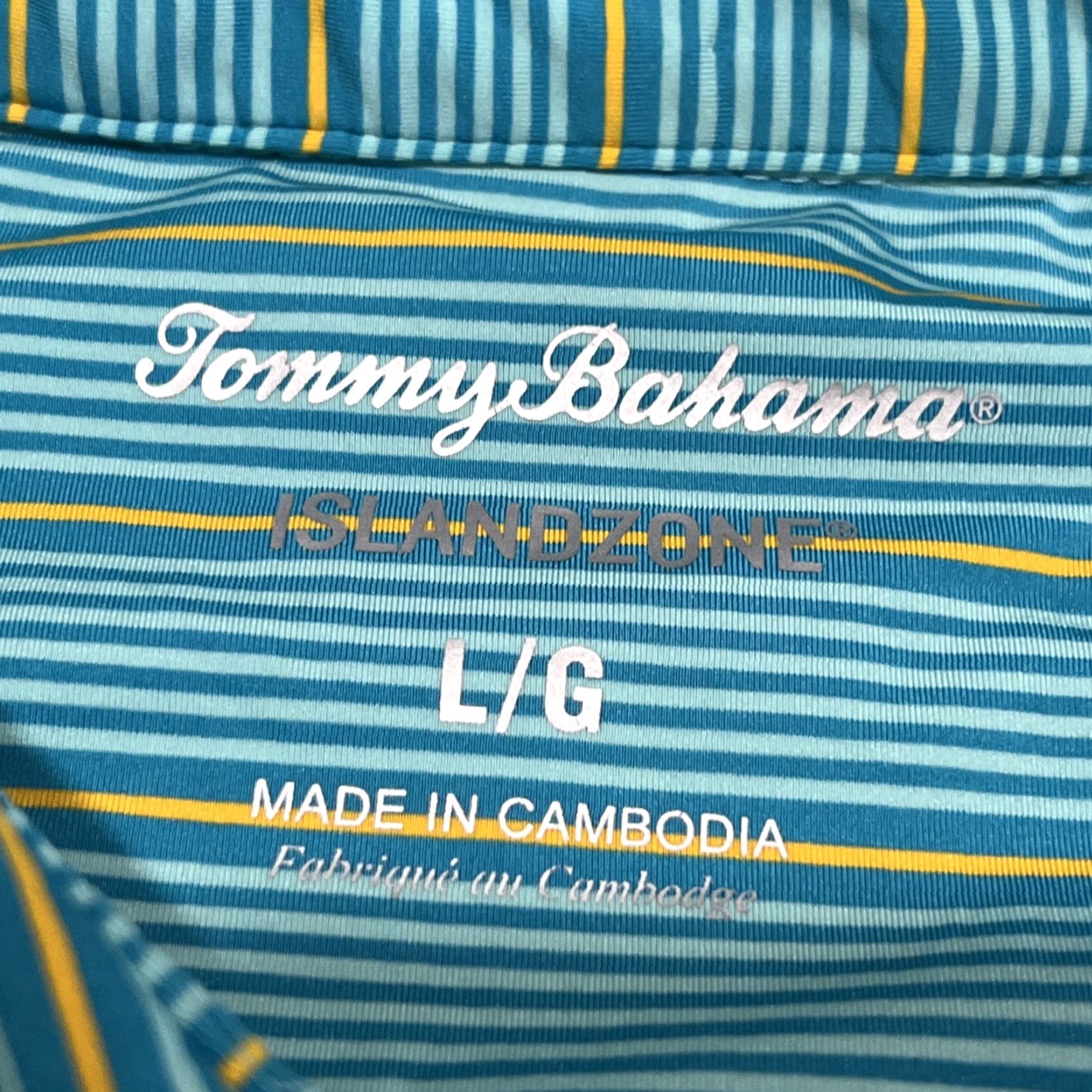 Tommy Bahama Tommy Bahama Shirt Mens Large Blue Striped Short Sleeve Light Island Zone Polo Size US L / EU 52-54 / 3 - 6 Thumbnail