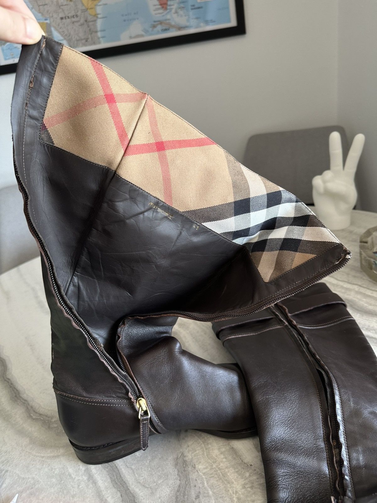 Burberry Burberry High Leather Buckle Riding Boots in Dark Brown Size US 11 / IT 41 - 10 Thumbnail