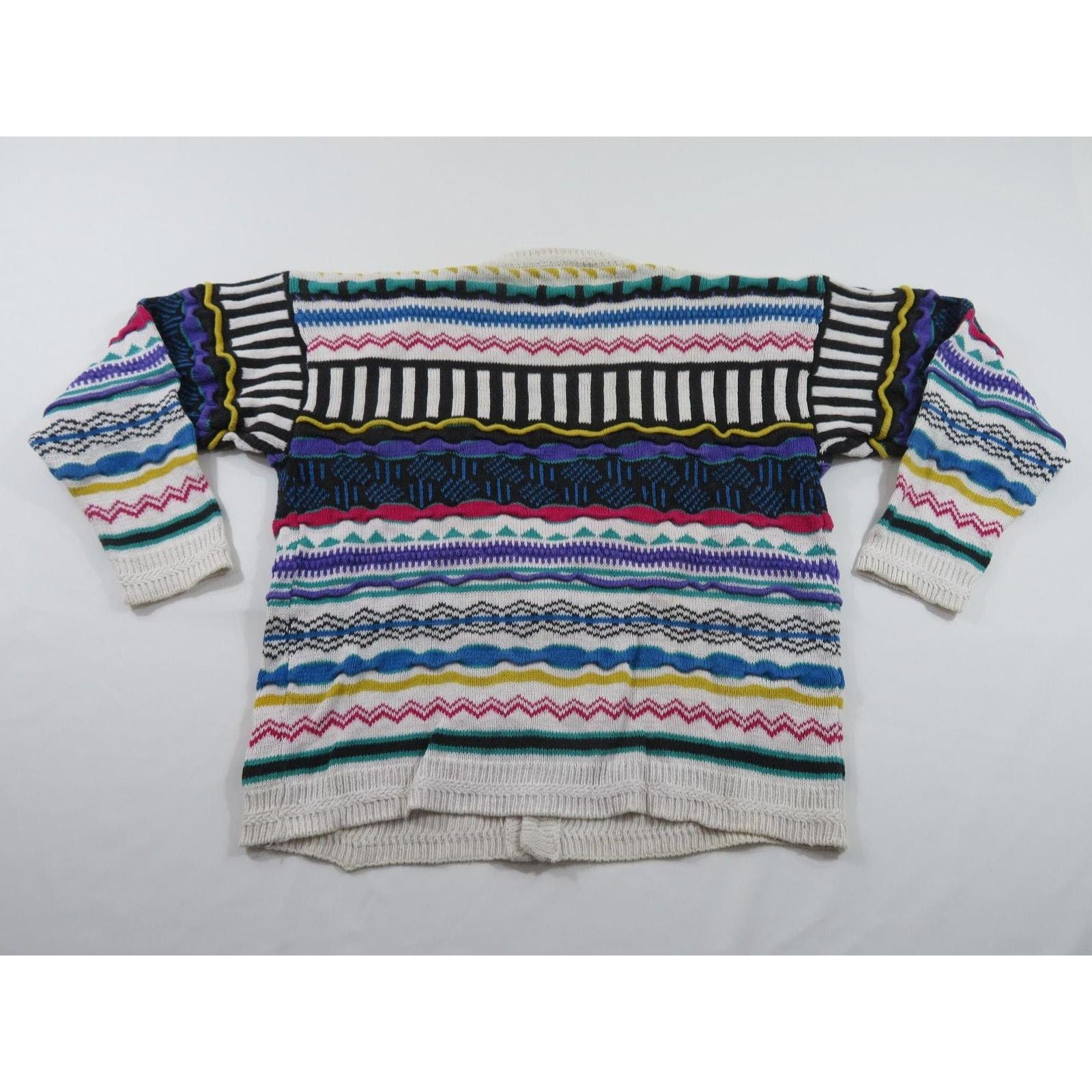 Other Concrete V-Neck Cardigan Textured Sweater White Sz M 1990s Size US M / EU 48-50 / 2 - 2 Thumbnail