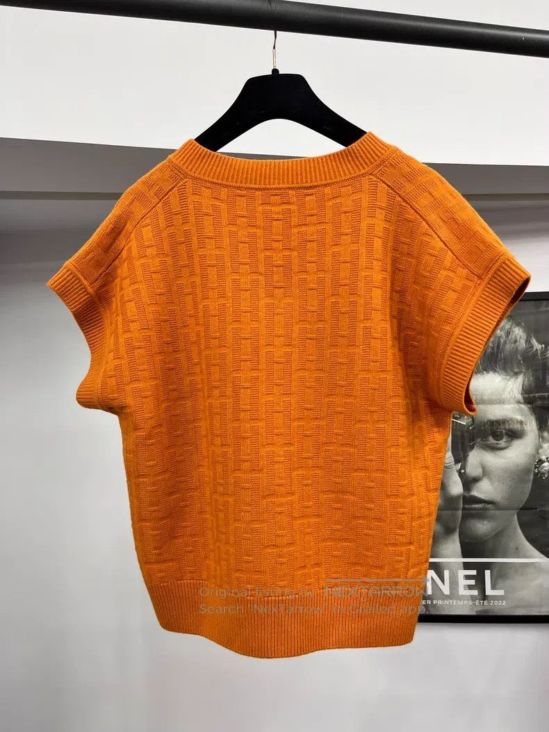 Hermes Hermes Orange H Printed Short Sleeve Knit Top Size XS / US 0-2 / IT 36-38 - 3 Thumbnail