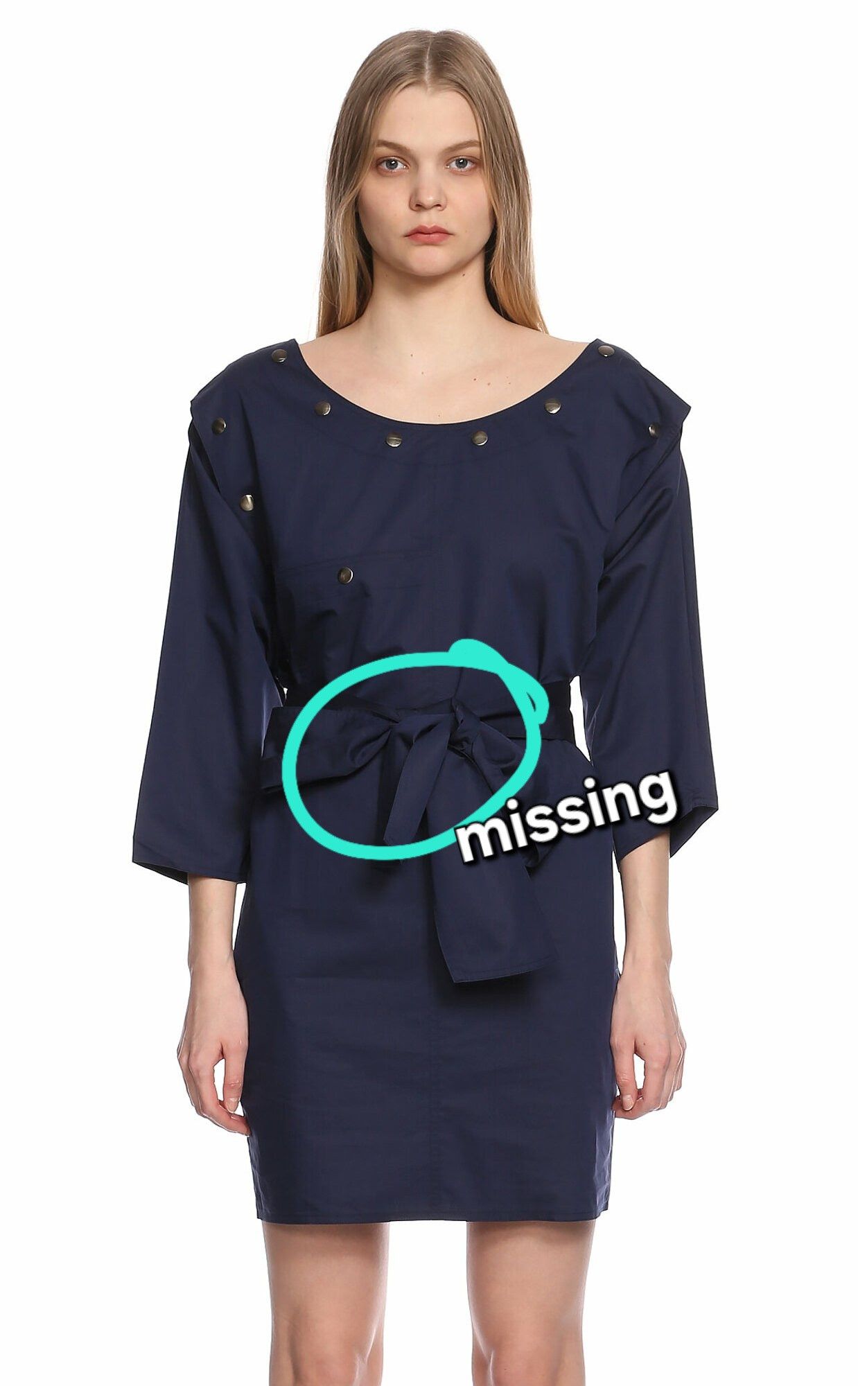 Emilio Pucci EMILIO PUCCI navy cotton silk sheath dress 8 (belt missing) Size M / US 6-8 / IT 42-44 - 2 Thumbnail