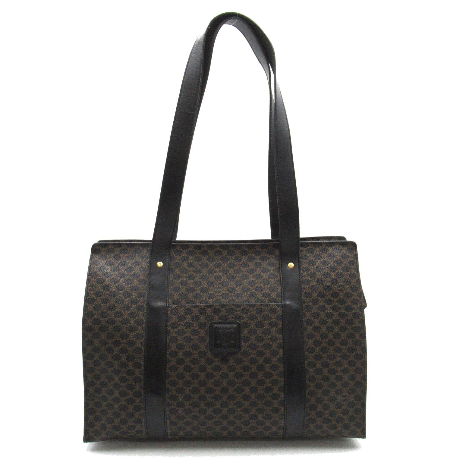 Celine Celine Shopping Bag Handbag Tote Coated Canvas Black Brown Size ONE SIZE - 1 Thumbnail
