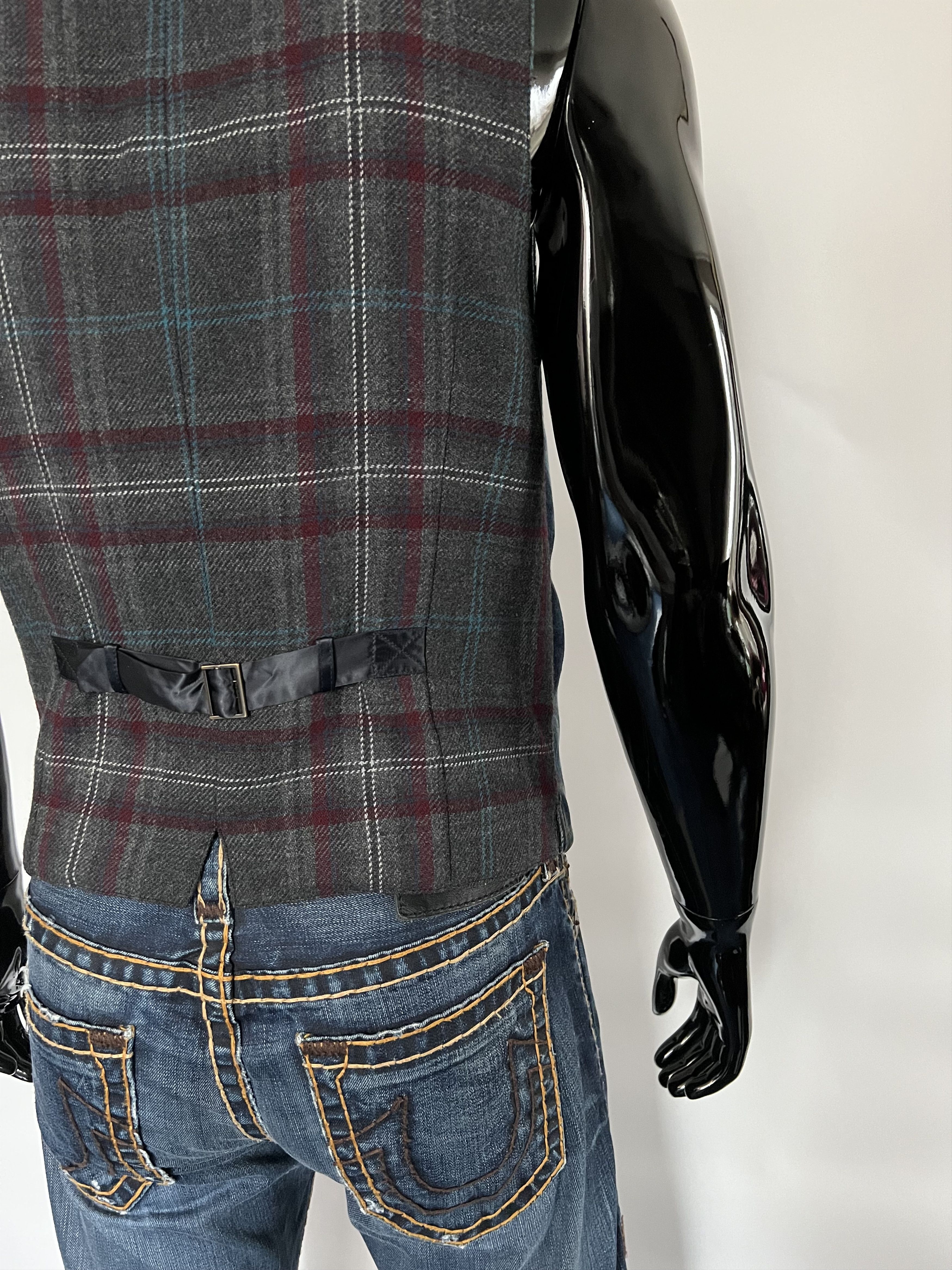 Dolce & Gabbana Dolce & Gabbana Front Denim Back Check Wool Vest Size IT50 Size 50R - 4 Thumbnail
