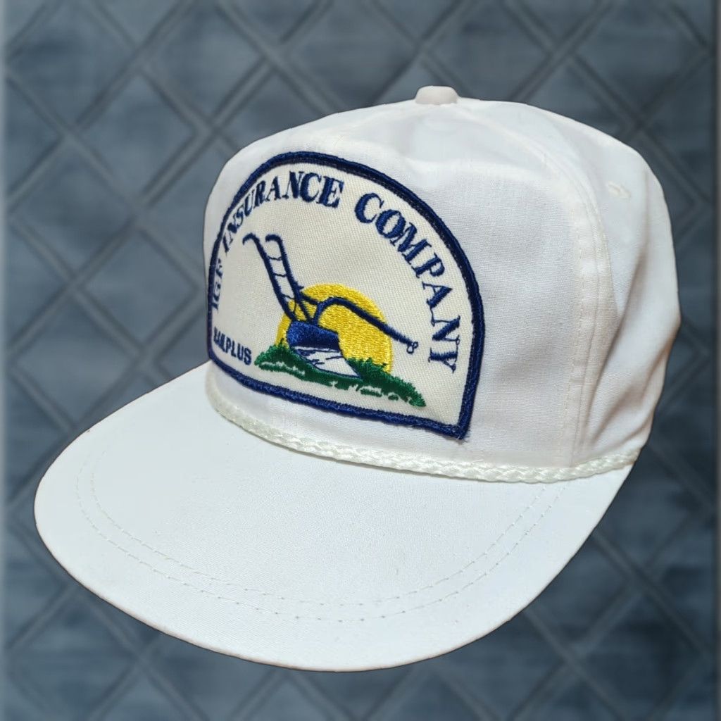 Roper VINTAGE K-Brand IGF Insurance Hat Cap Big Patch Rope Embroidered Made USA - Trucker Hat - One Size - White - Men - 90s - USA - Adjustable Size ONE SIZE - 1 Thumbnail