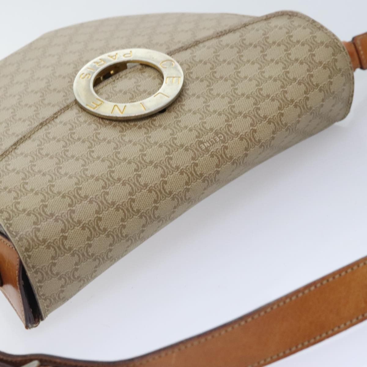 Celine CELINE Macadam Canvas Shoulder Bag Beige Gold Size ONE SIZE - 6 Thumbnail