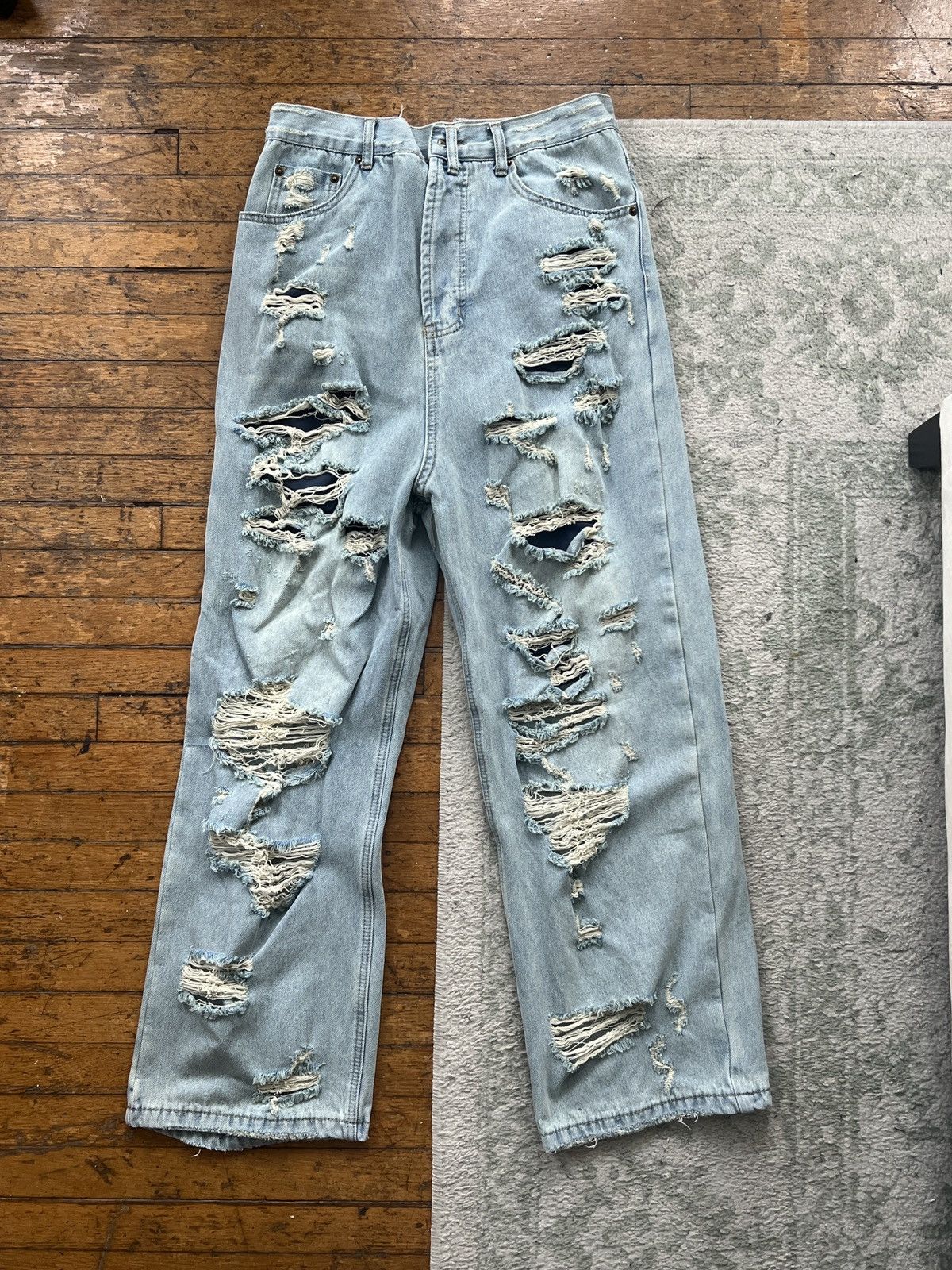 image of Archival Clothing x Vintage Distressed Denim Pants in Blue, Men's (Size 30)