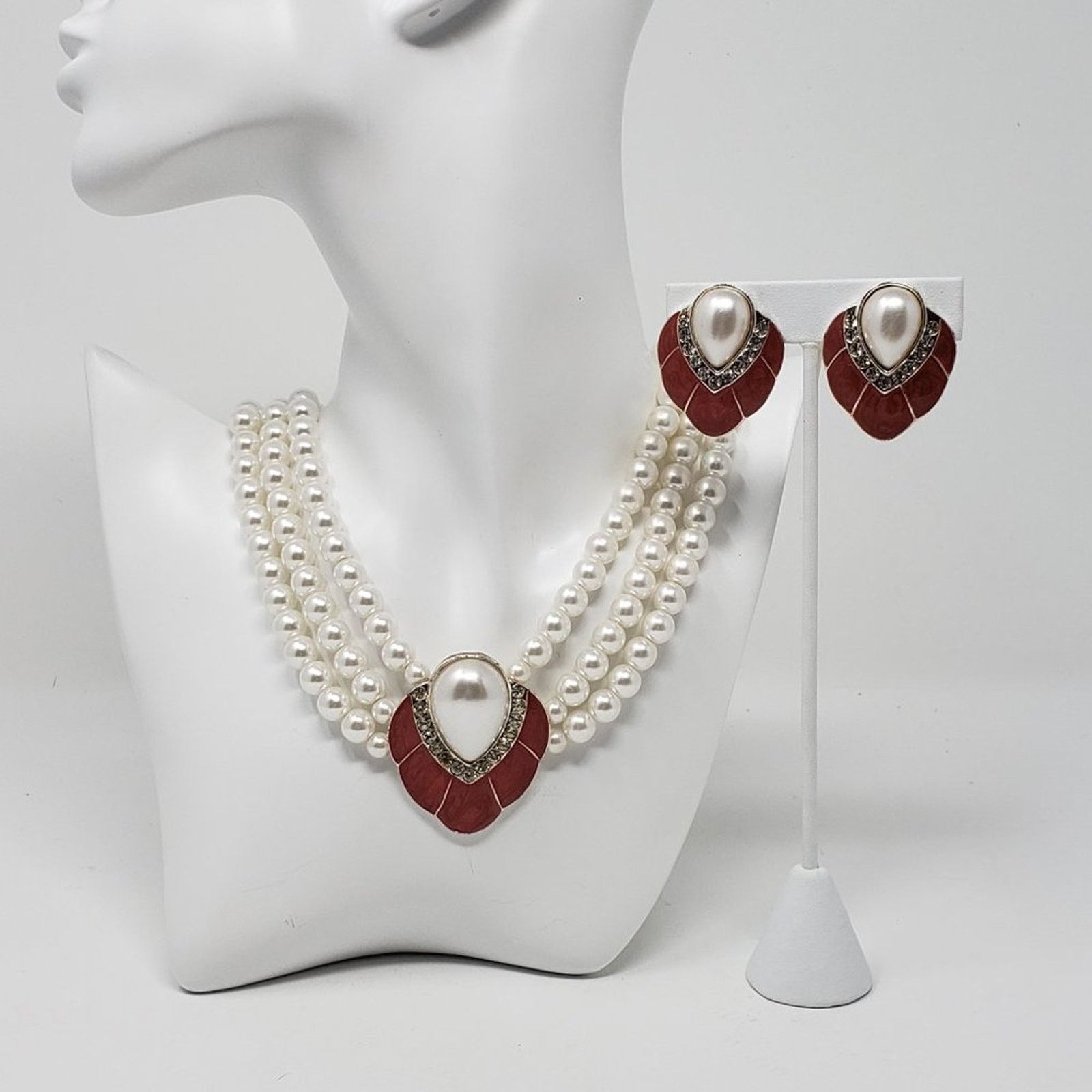 Other Faux Pearl & Enamel Layered Necklace Set Size ONE SIZE - 1 Thumbnail