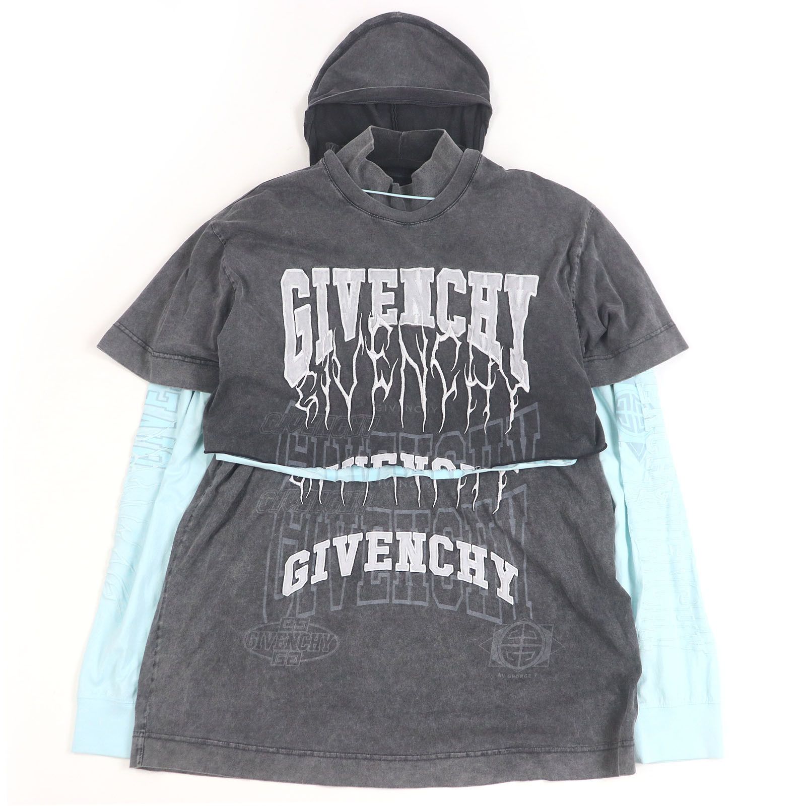 Givenchy Givenchy GIVENCHY Overlapped Embroidered Long-sleeved T-shirt Cotton T-Shirts BM71FK3YBT DUTY FREE for USA Size ONE SIZE - 1 Thumbnail