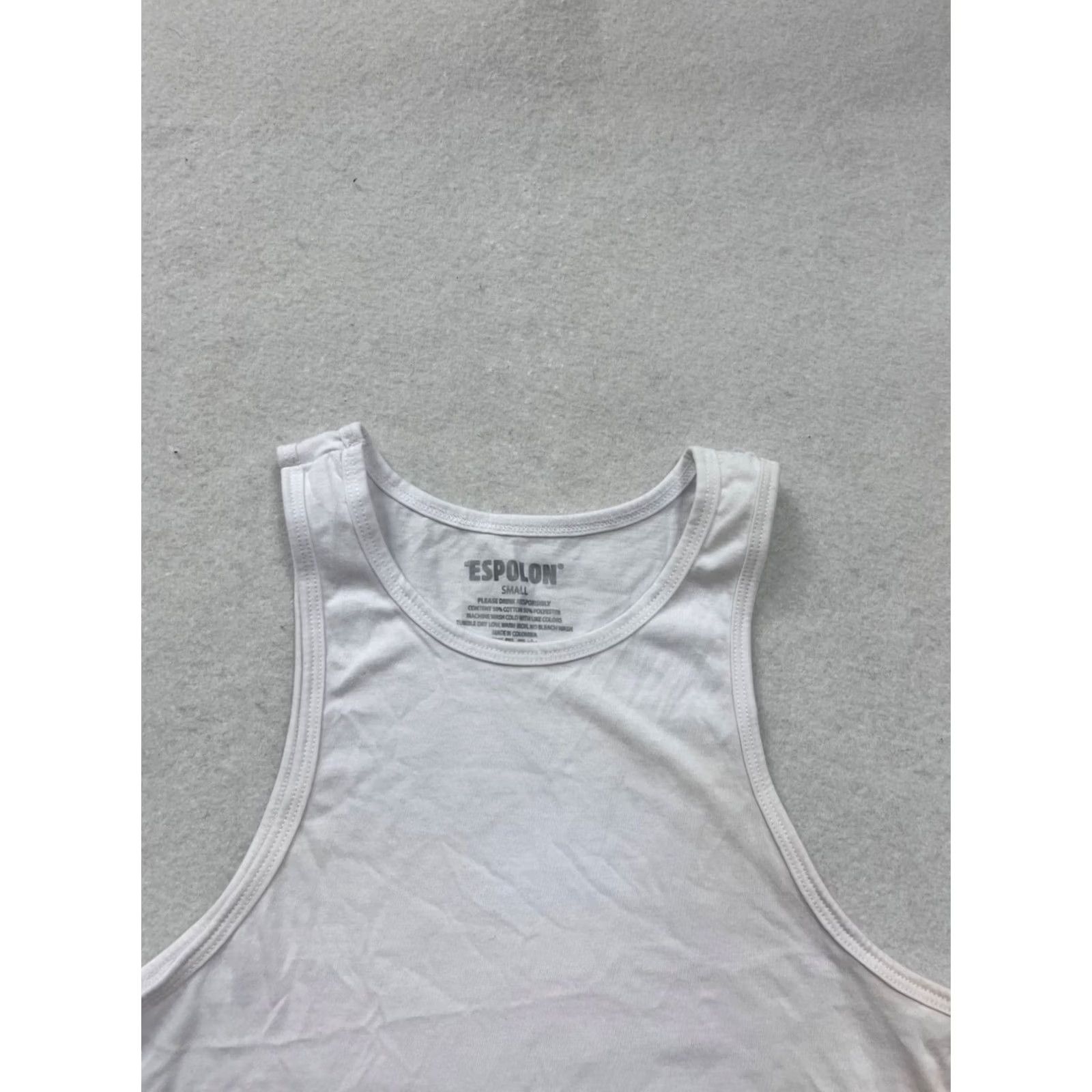 Vintage Espolón Tequila Skeleton Graphic White Tank Top S Mens Sleeveless T-Shirt Shirt Built-in Rooster Graphic White S Size US S / EU 44-46 / 1 - 6 Thumbnail