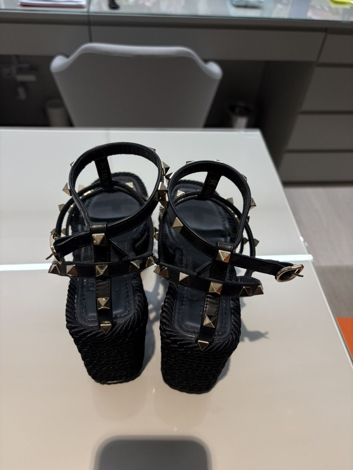 Valentino Valentino Rockstud Wedge Sandals with Calfskin Straps Size US 9 / IT 39 - 8 Thumbnail