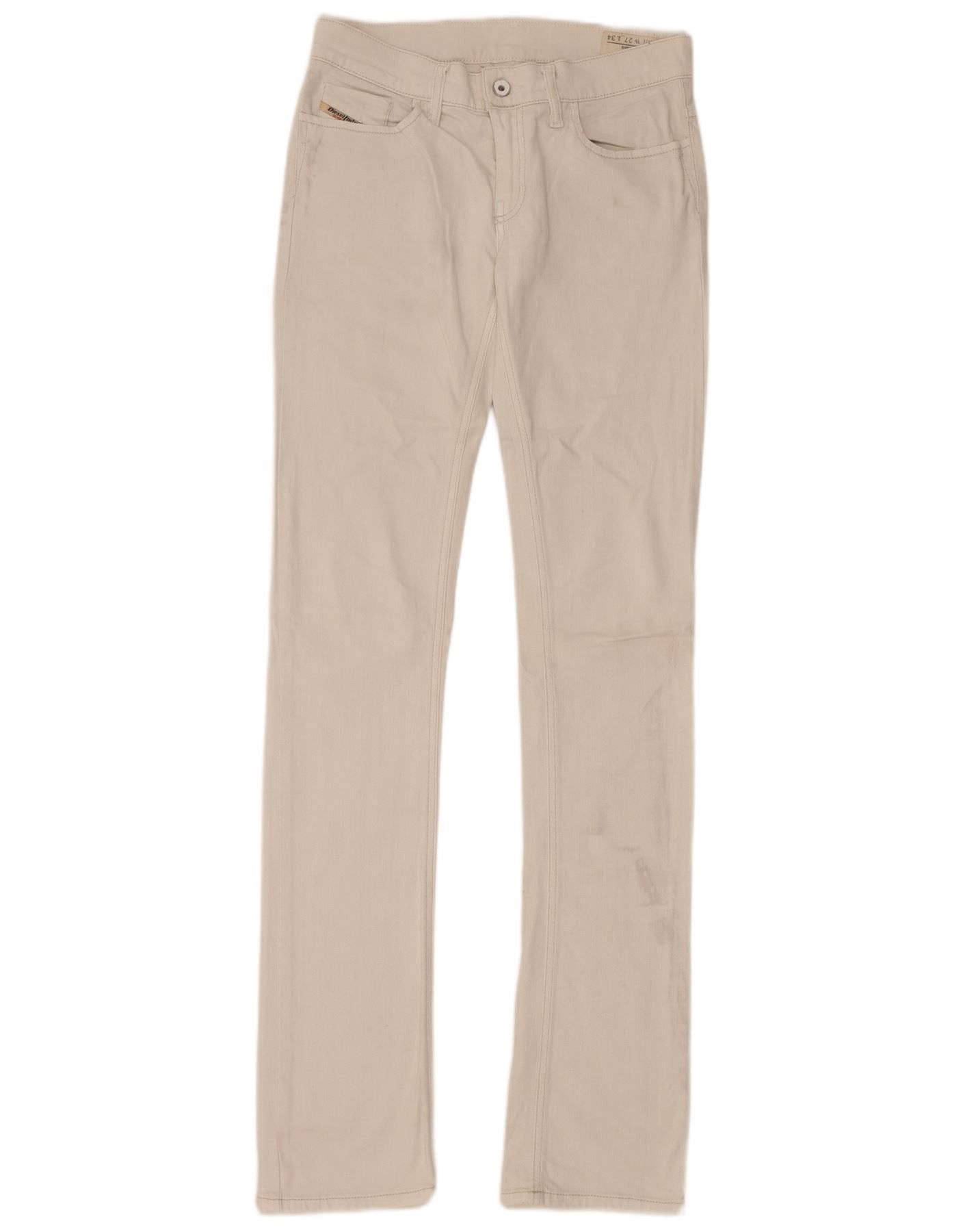 Diesel Womens Liv Slim Straight Jeans W27 L24 White Cotton Size 42" / US 20 - 1 Thumbnail