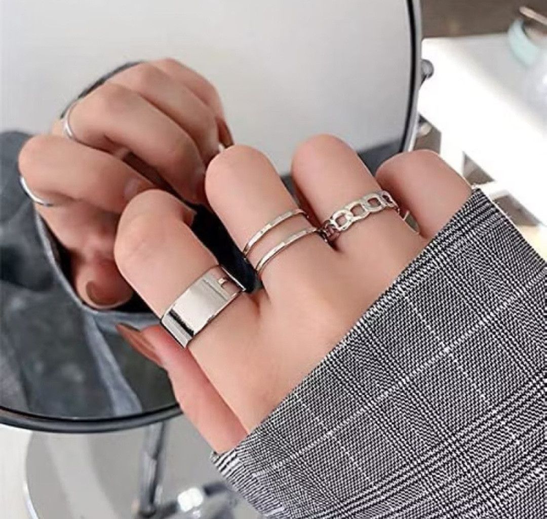 Japanese Brand Hip Hop hollow geometric open ring Size ONE SIZE - 1 Thumbnail