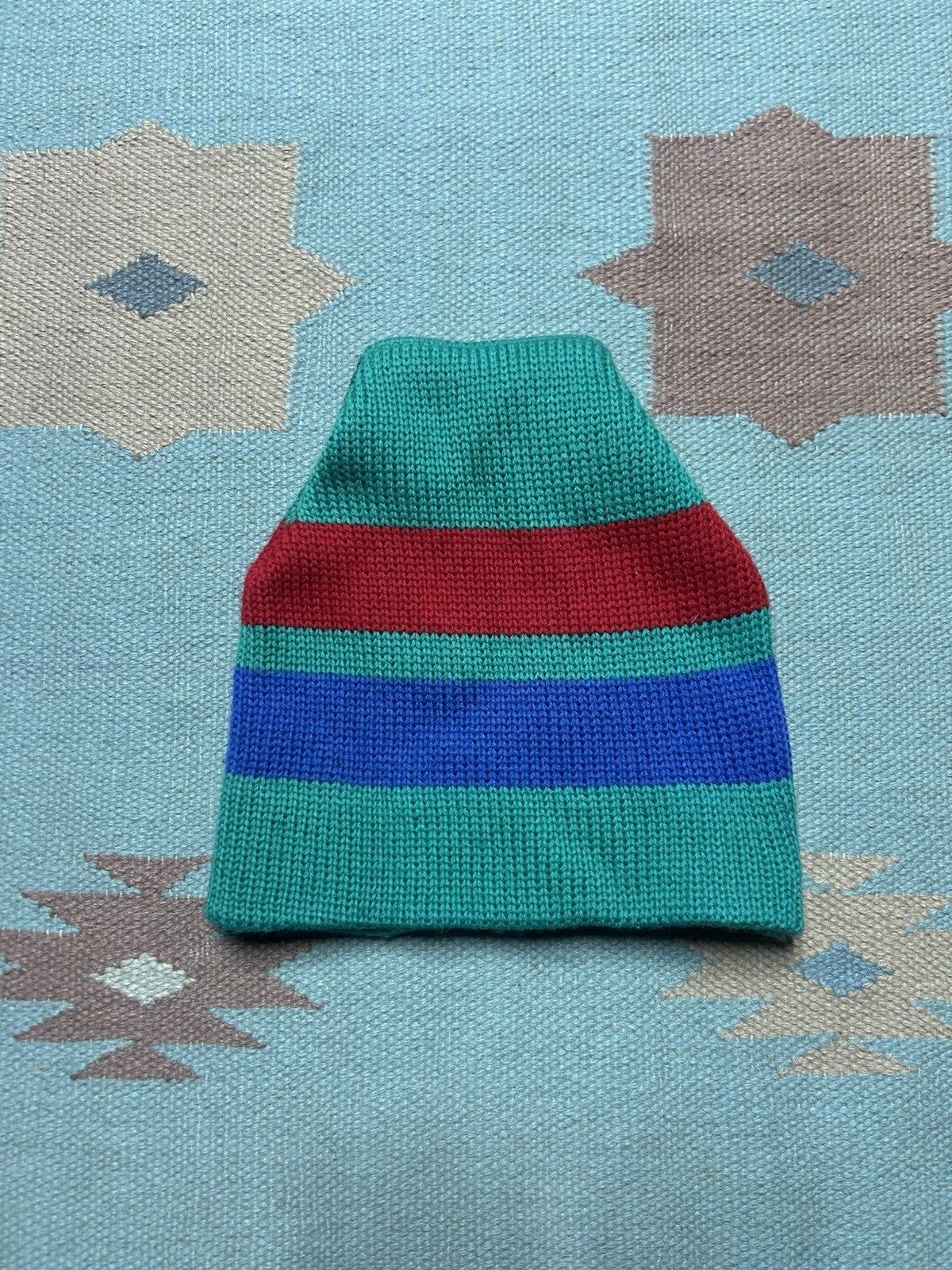 Vintage 70s meister wool knit beanie winter ski snow striped OSFA Size ONE SIZE - 2 Thumbnail