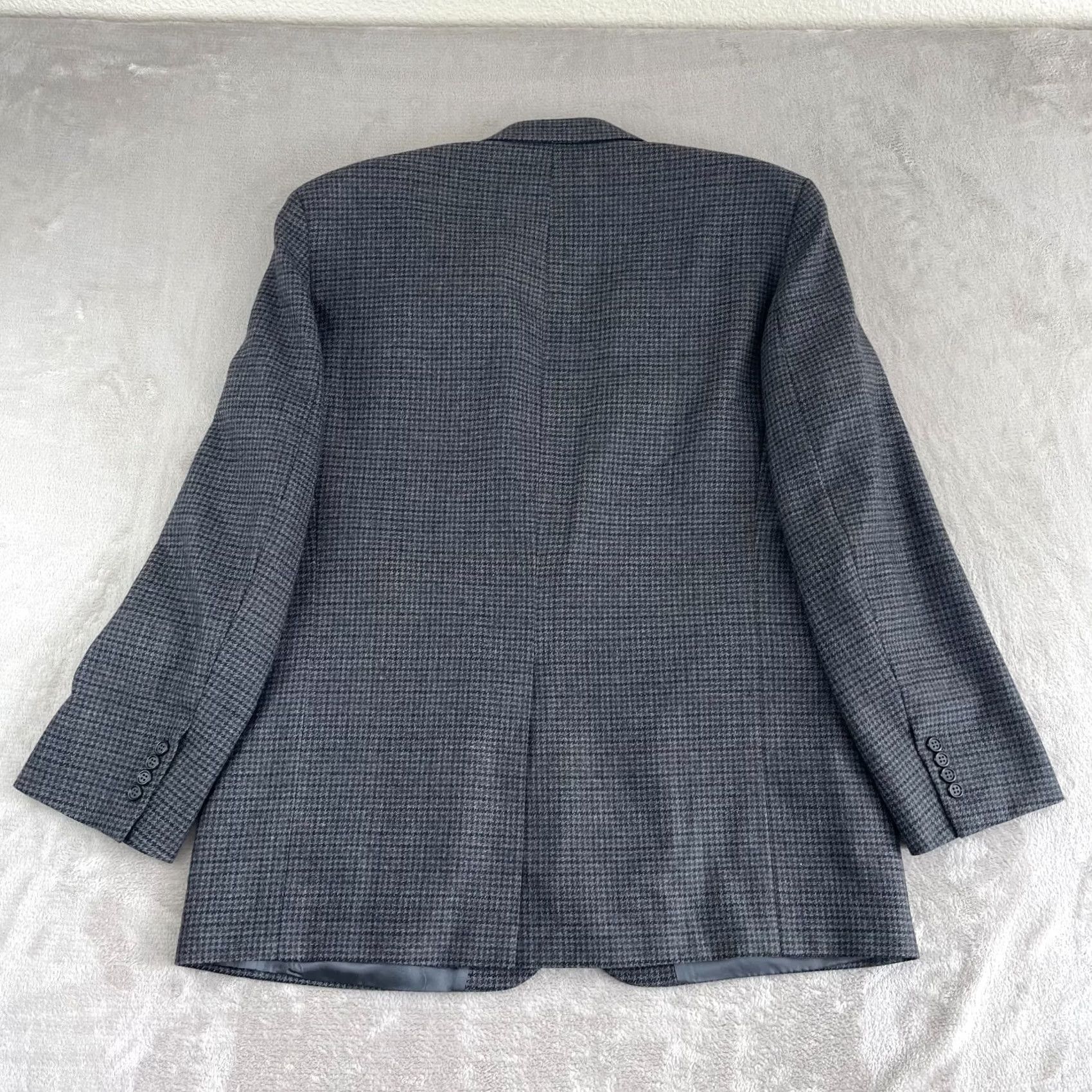 Brooks Brothers VINTAGE Brooks Brothers Blazer Sports Coat Men 48L Grey LambsWool Houndstooth Tweed Notch Two-Button Size 48R - 7 Thumbnail