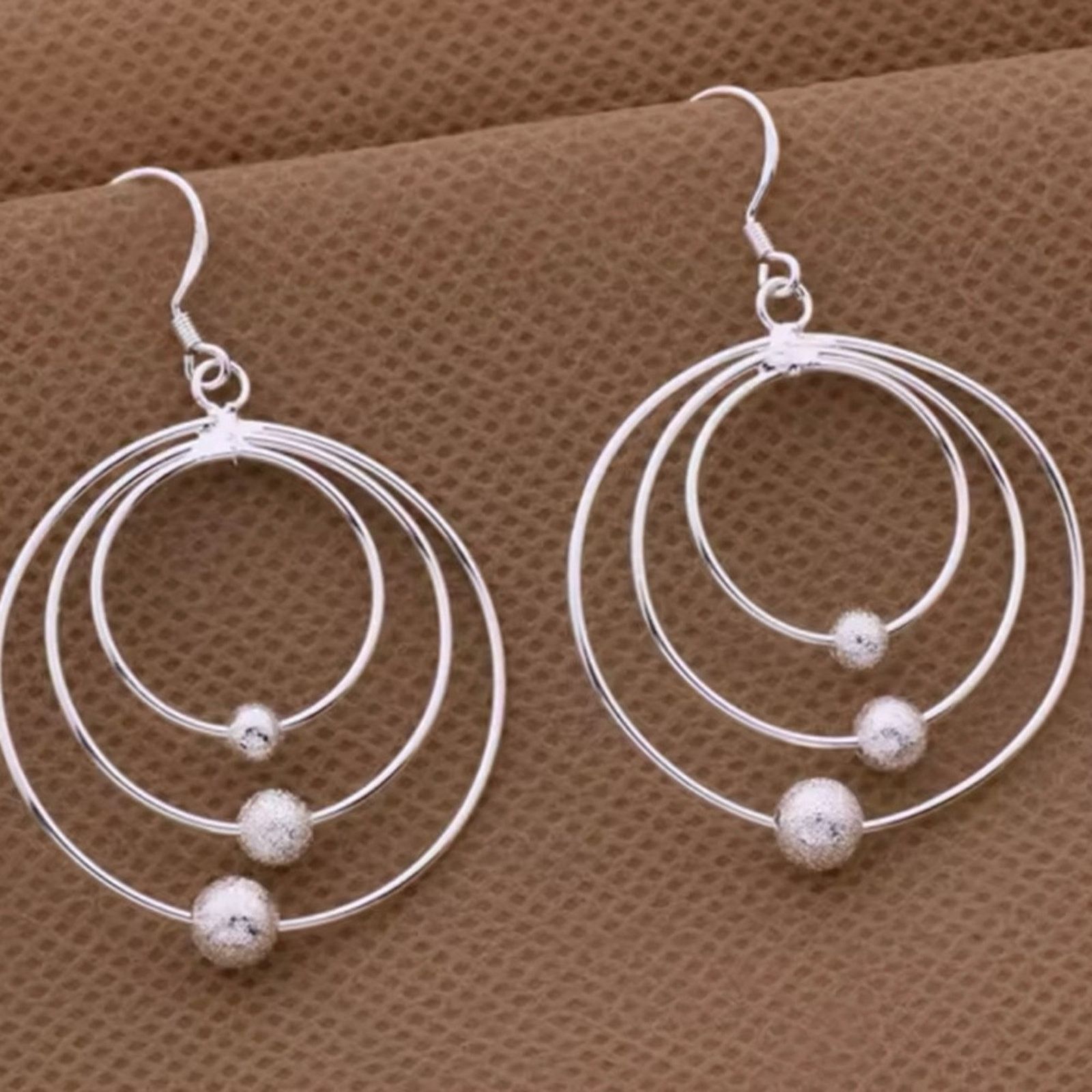 Other Sterling Silver Three circle beads Earrings for Women Size ONE SIZE - 2 Thumbnail