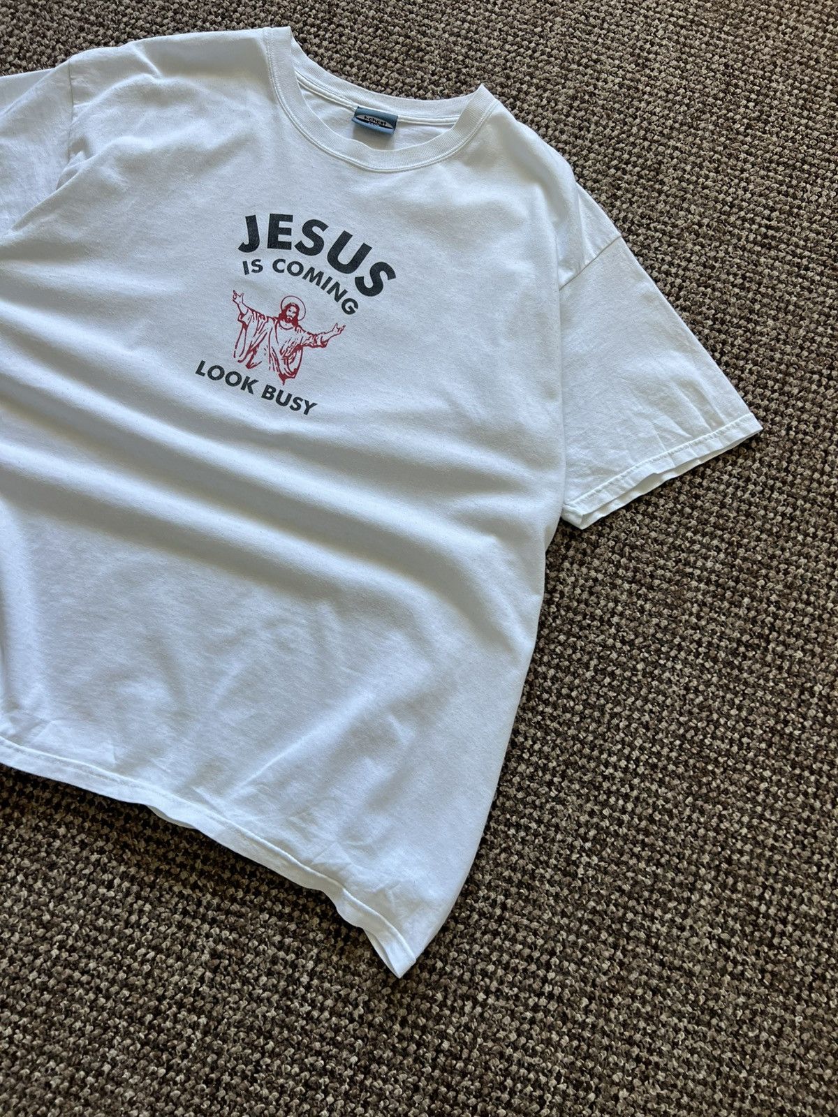 Vintage RARE Vintage Jesus Coming Look Busy Single Stitch Shirt Size US XL / EU 56 / 4 - 5 Thumbnail