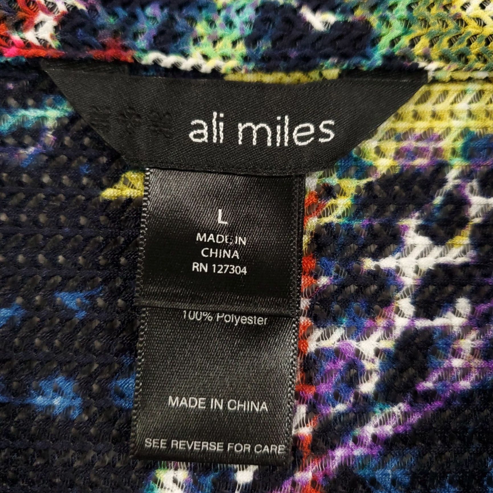 Vintage Ali Miles Top Womens Large Black Neon Open Knit Sheer Button Up Wire Neck Artsy Size L / US 10 / IT 46 - 5 Thumbnail