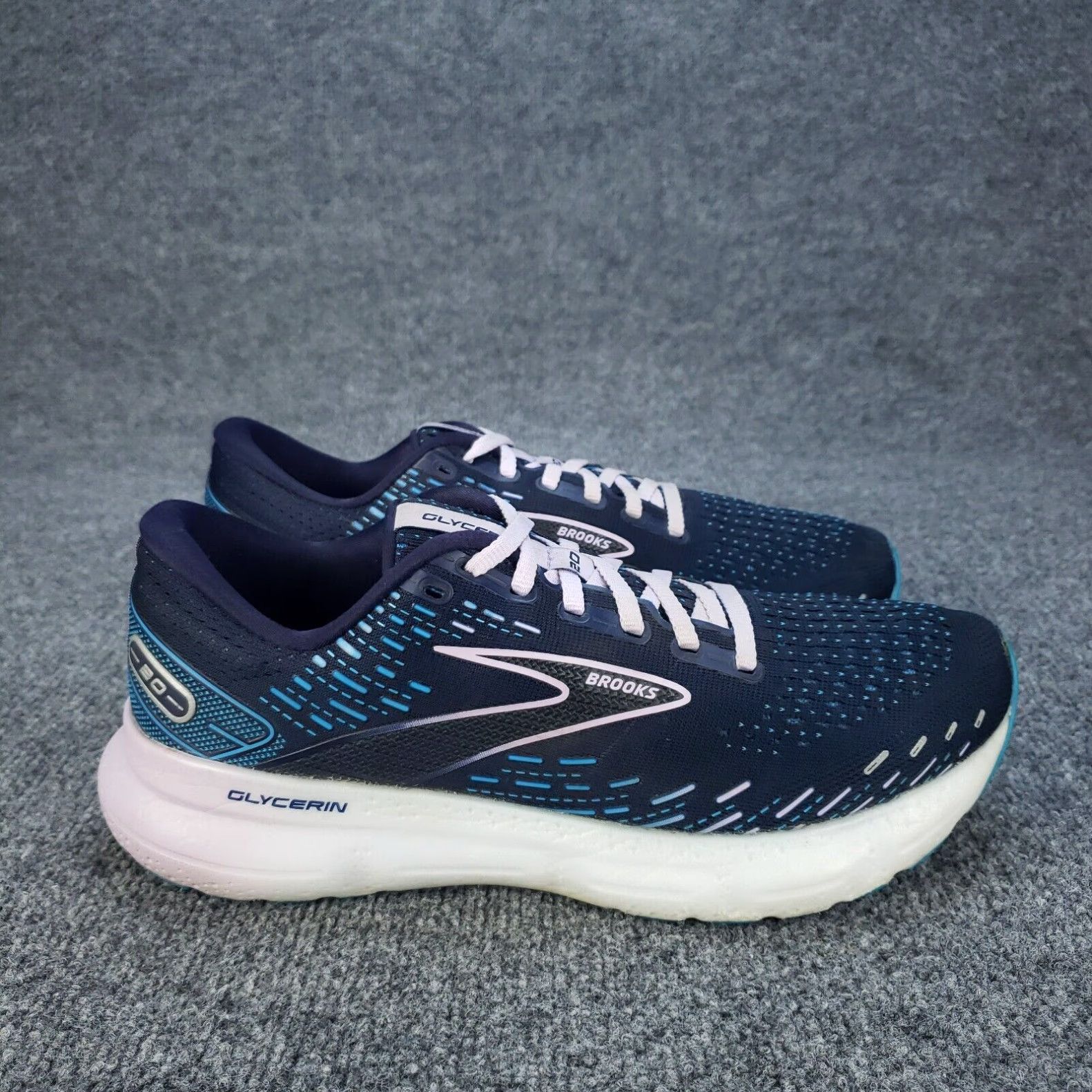 Brooks Glycerin 20 Womens Running Shoes Blue White Size 11 B Breathable Comfort