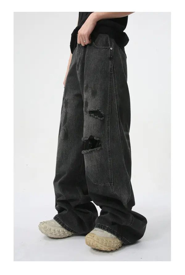 VIBE American street style distressed straight jeans trend Size US 34 / EU 50 - 4 Thumbnail
