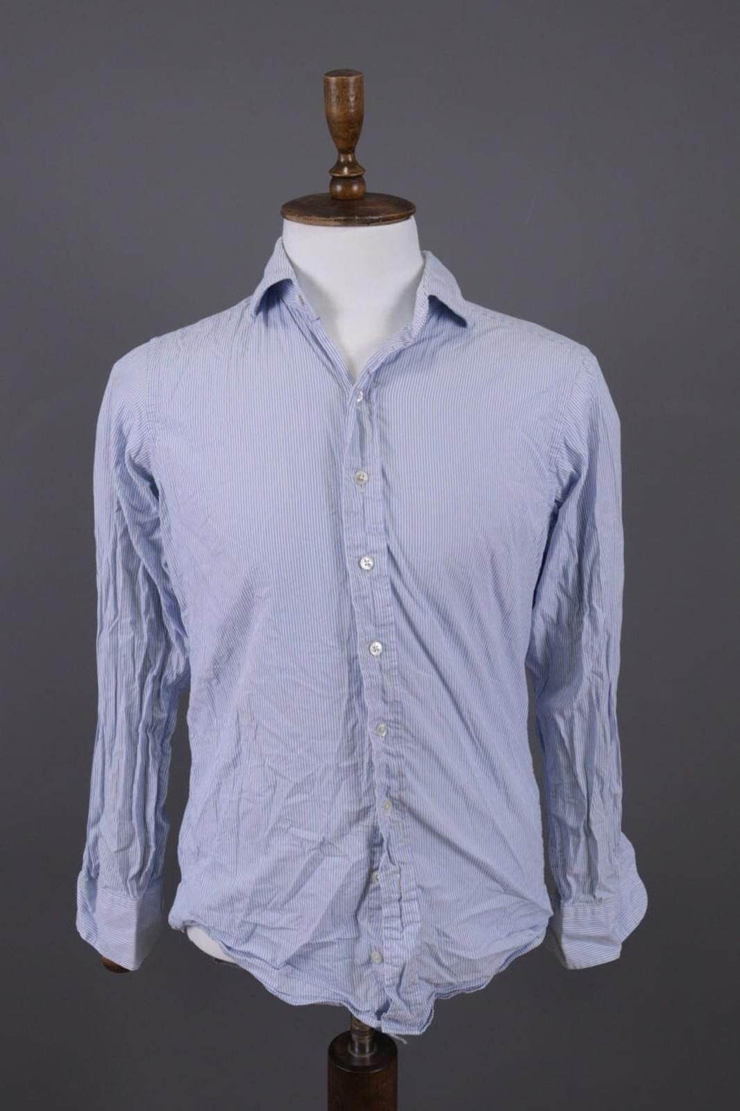 Drakes Easyday Blue Pinstripe Shirt Size 40 / 15 3/4