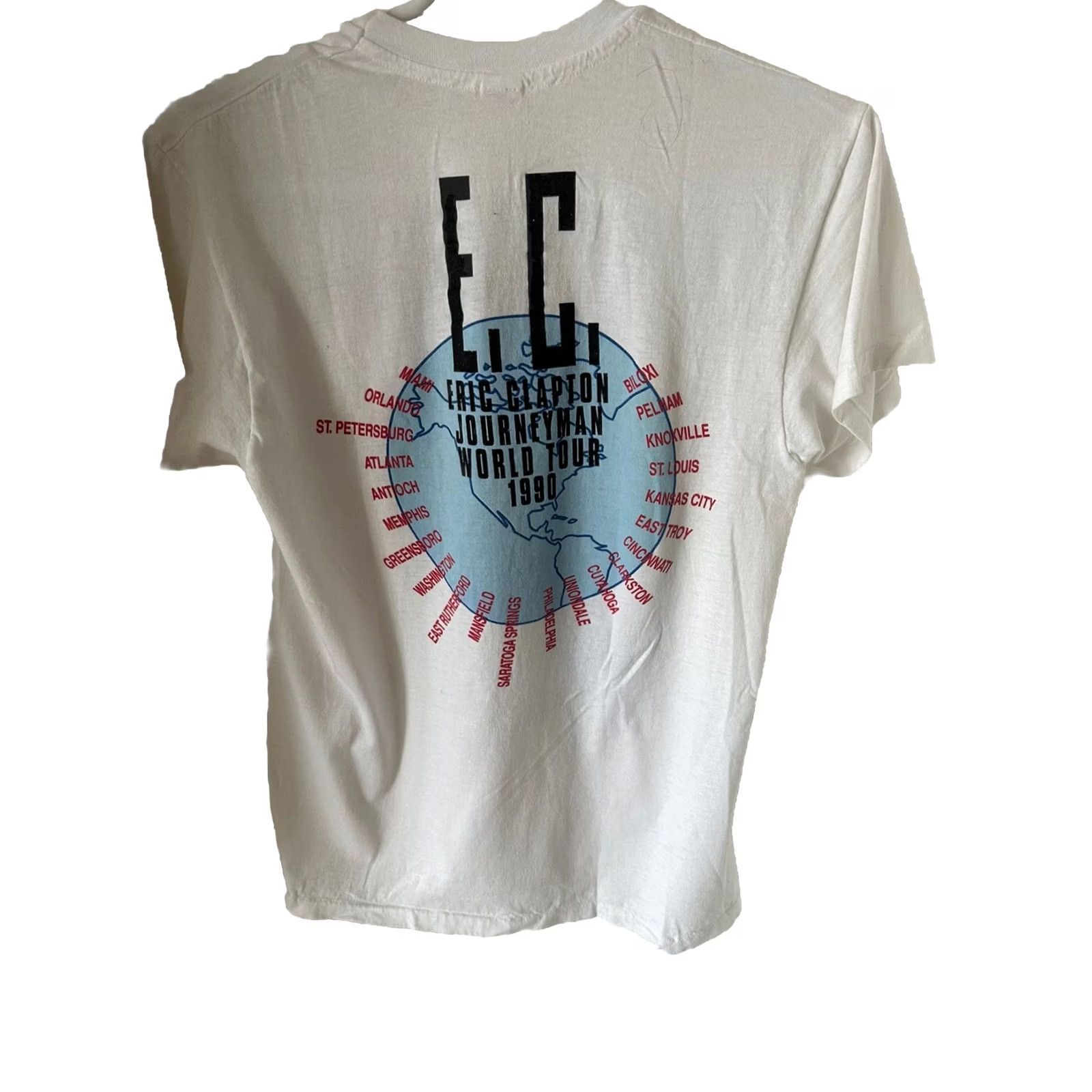 Hanes VINTAGE Eric Clapton Journeyman World Tour Rock T Shirt XL White Hanes 1990s Unisex Adult Graphic Tee Short Sleeve Size US XL / EU 56 / 4 - 2 Thumbnail