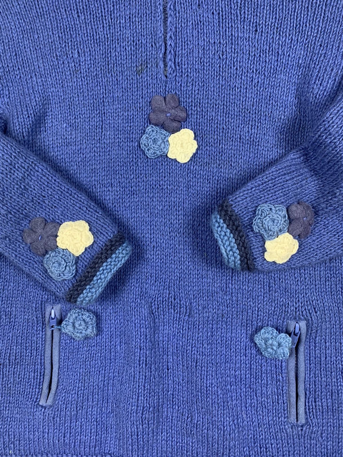 Handmade × Vintage Vintage Pachamama Handmade Hand-Knitted Daisy Sweater Size US L / EU 52-54 / 3 - 15 Thumbnail